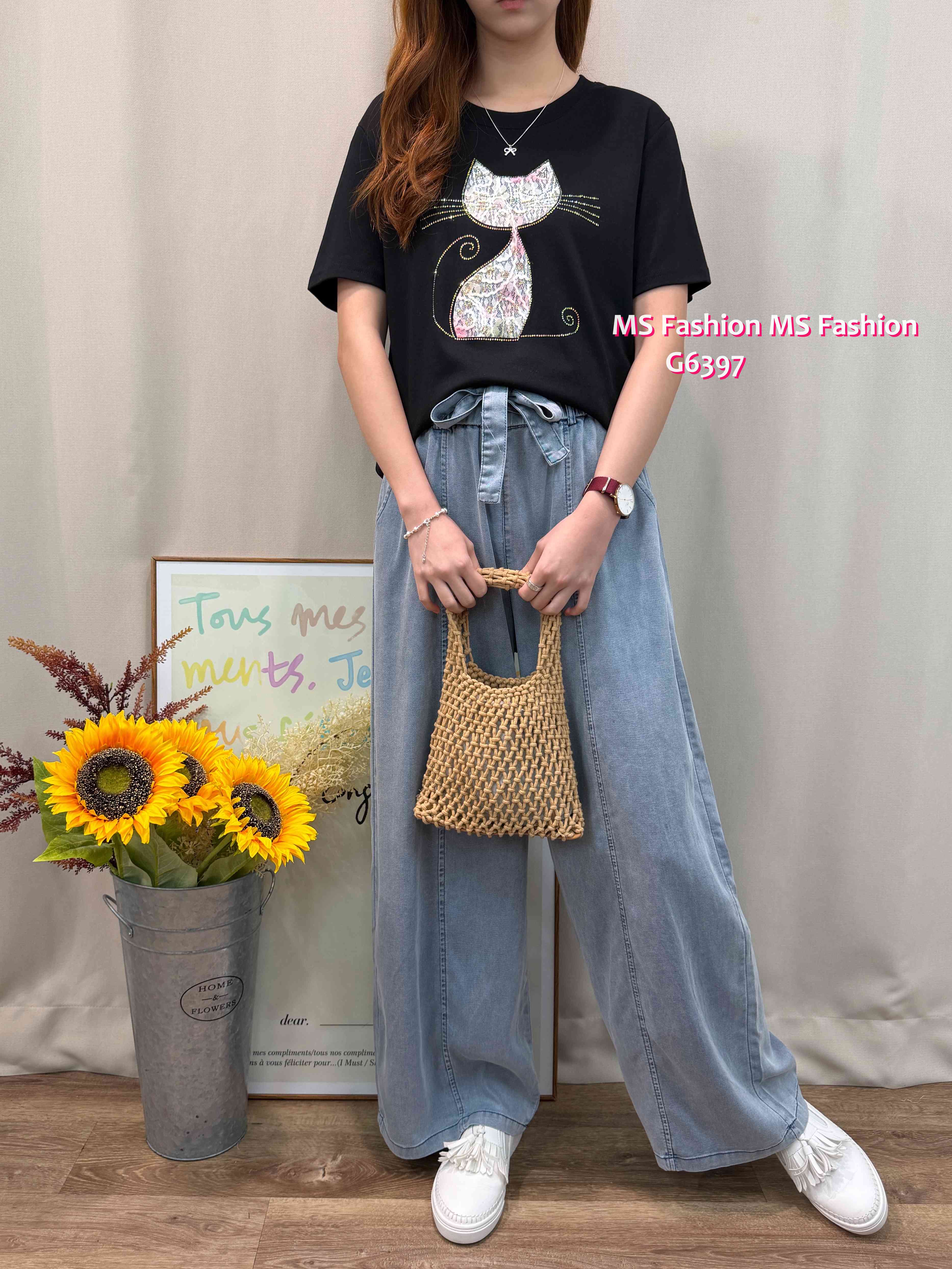 G6397 lace貓瞄tee