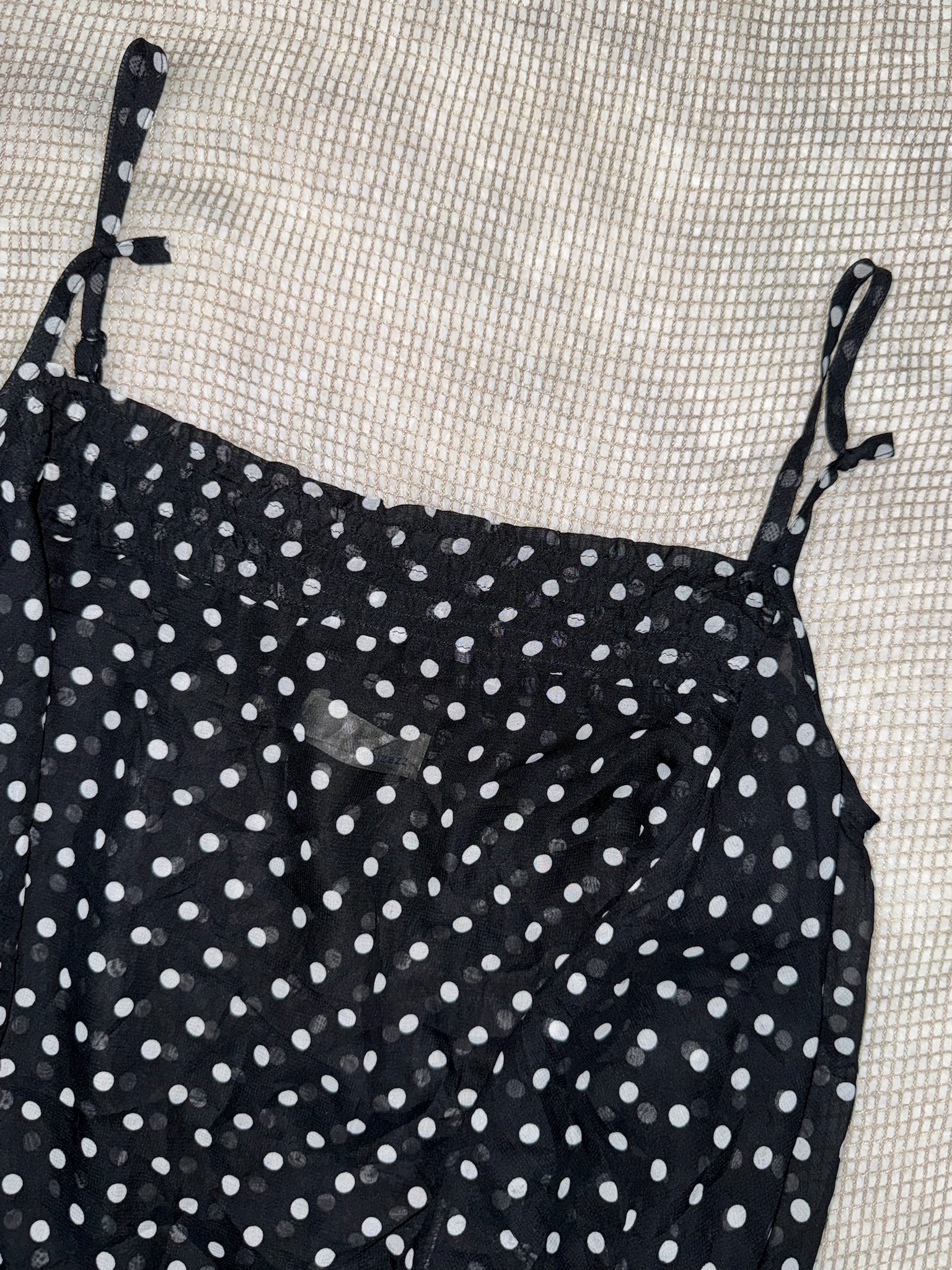 Polka Dot Chiffon Cami with Asymmetric Hem