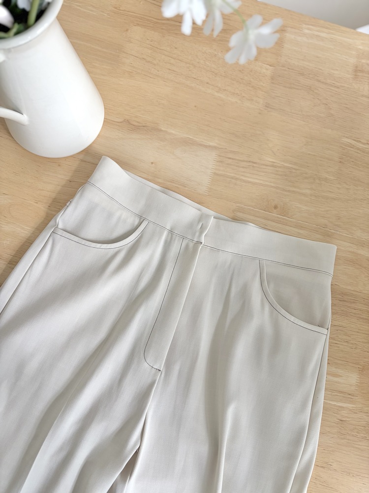 Topstitched Cooling Slacks (Ivory)