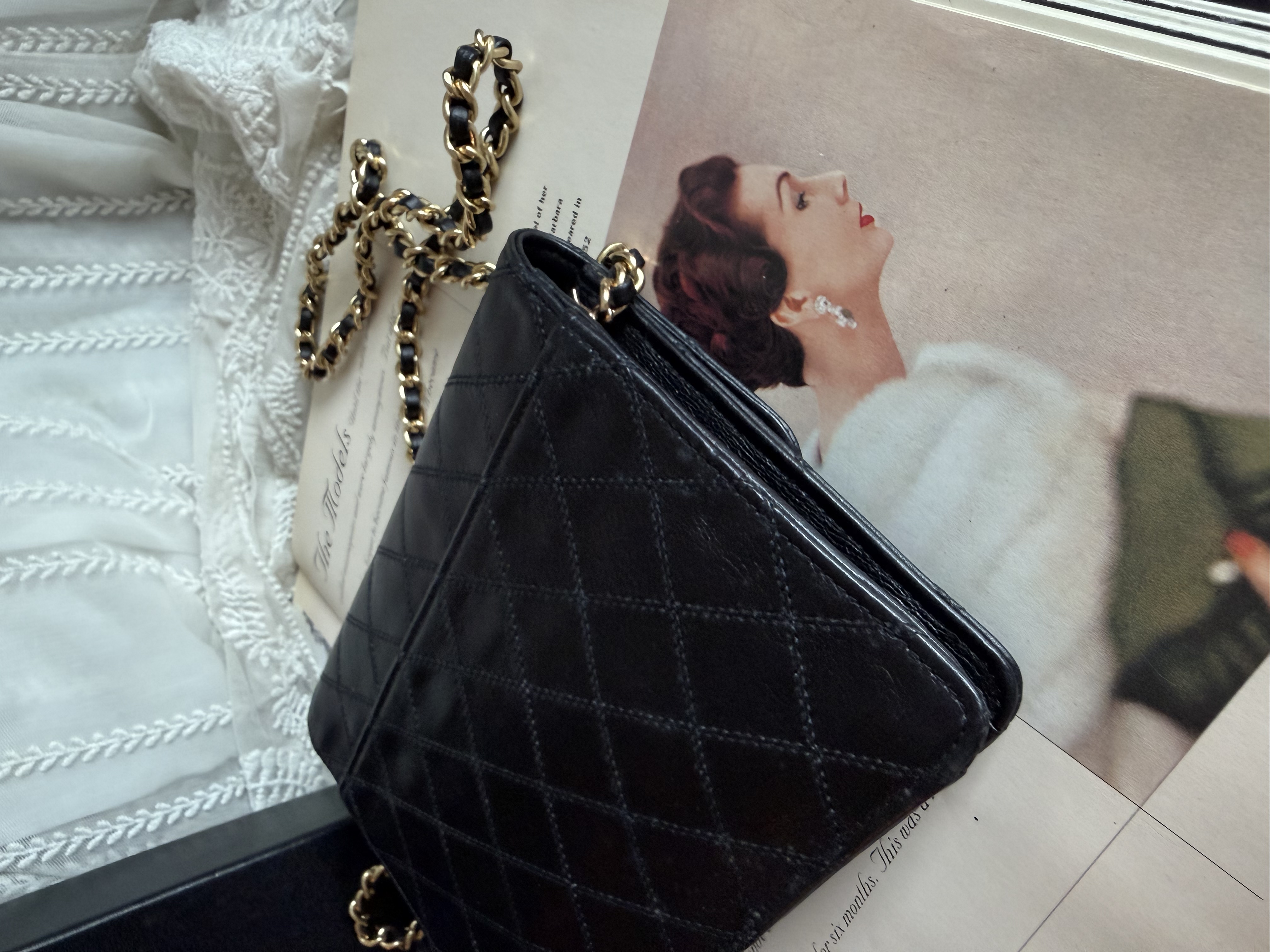 chanel cc black matelasse  black leather flap cutch bag