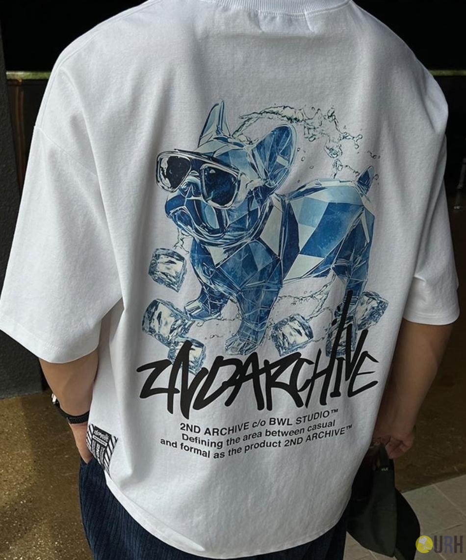 【100%保證韓國直送】2ND ARCHIVE 立體水晶鬥牛犬印花挺闊寬鬆短袖 Tee 👕 [4 color] RG165724