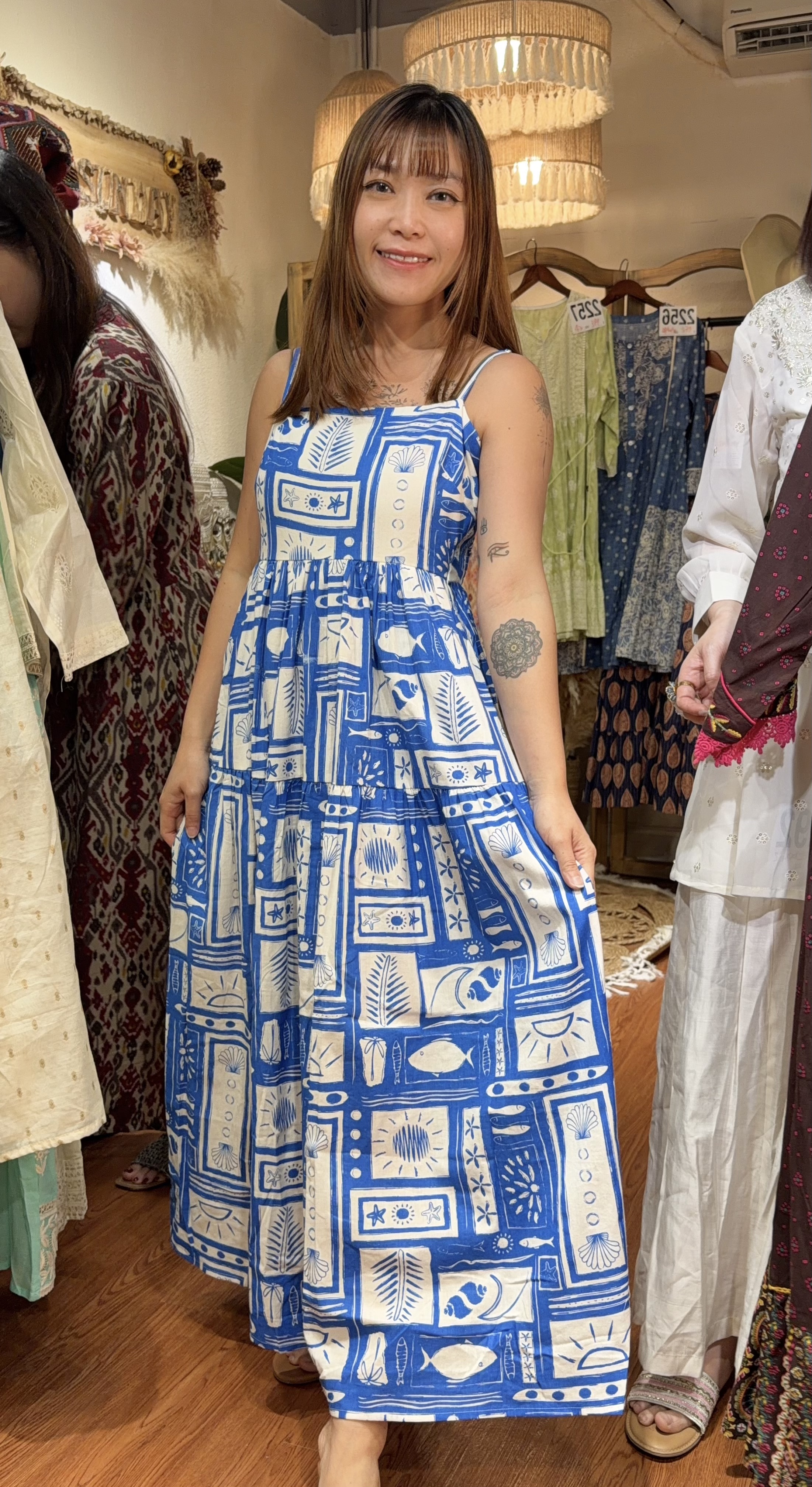  2294 Blue White Fish Print SL OP