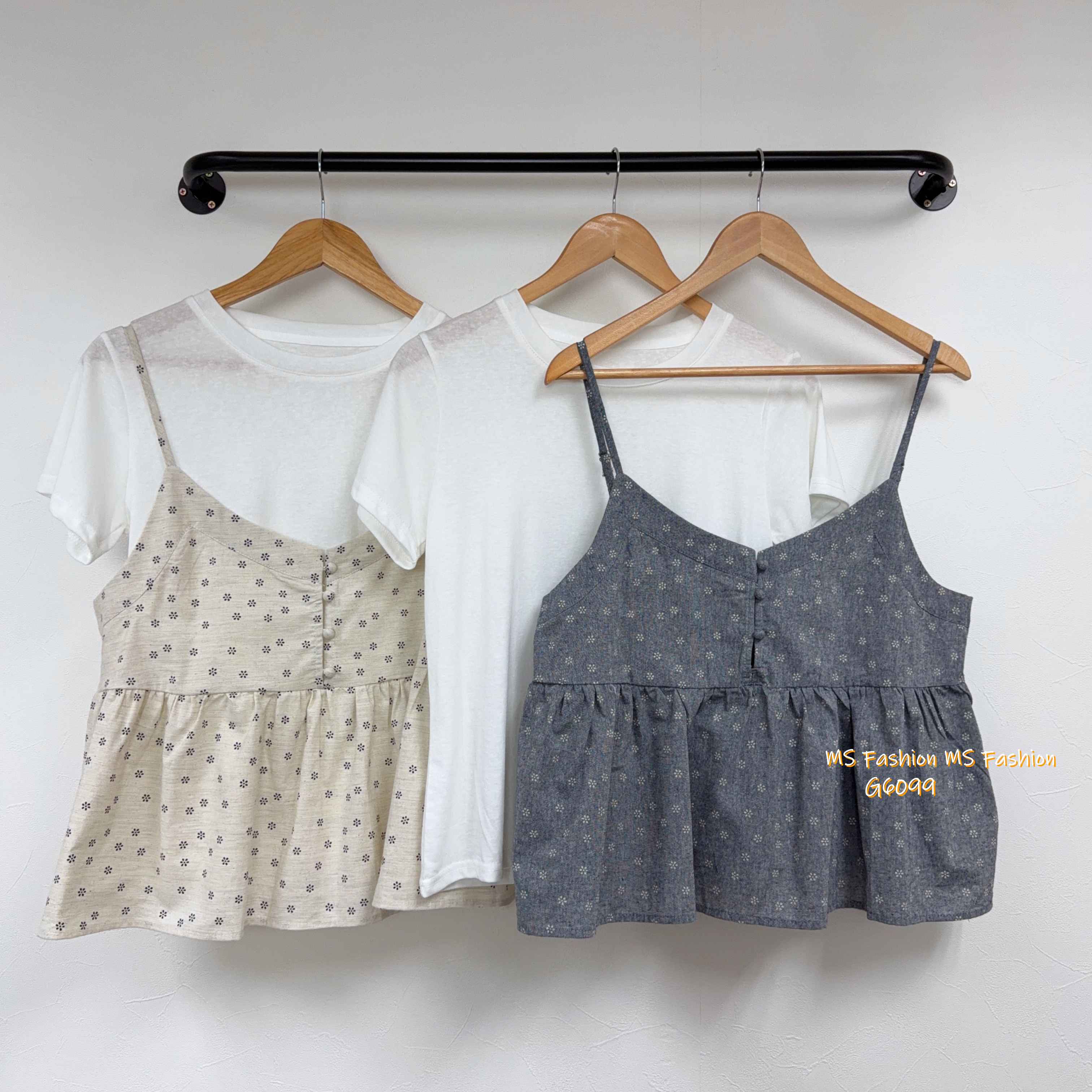 G6099 韓國🇰🇷吊帶背心+tee set