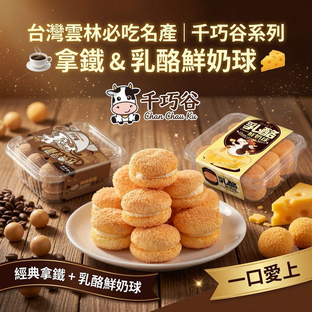 台灣直送 🕒 【雲林必吃名產｜千巧谷系列】 ☕ 拿鐵 & 乳酪鮮奶球 🧀