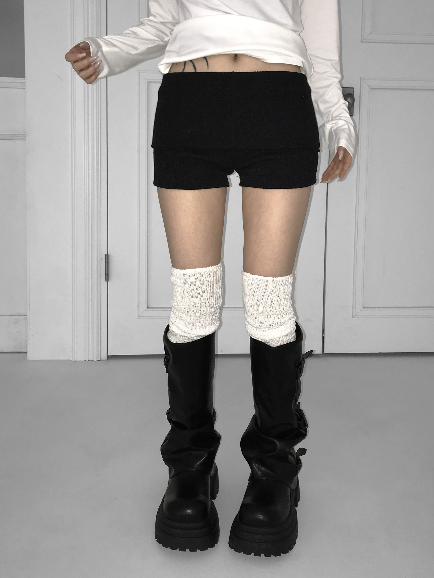 Knit Foldover Waist Mini Shorts