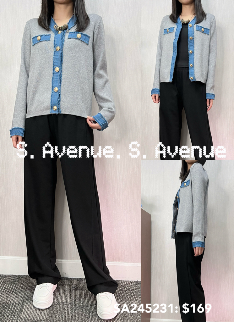 SA245231: 長袖牛仔邊有鈕雙著外套