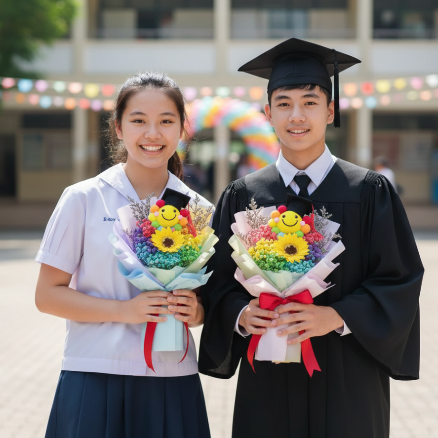  👉🏻乾👈🏻丨全港首創彩虹花束丨笑哈哈畢業花束丨彩虹笑哈哈丨彩虹畢業花束丨棉花花束丨乾花花束丨中花束丨打卡花束丨小學畢業花束丨中學畢業花束丨幼稚園畢業花束丨創意花束丨