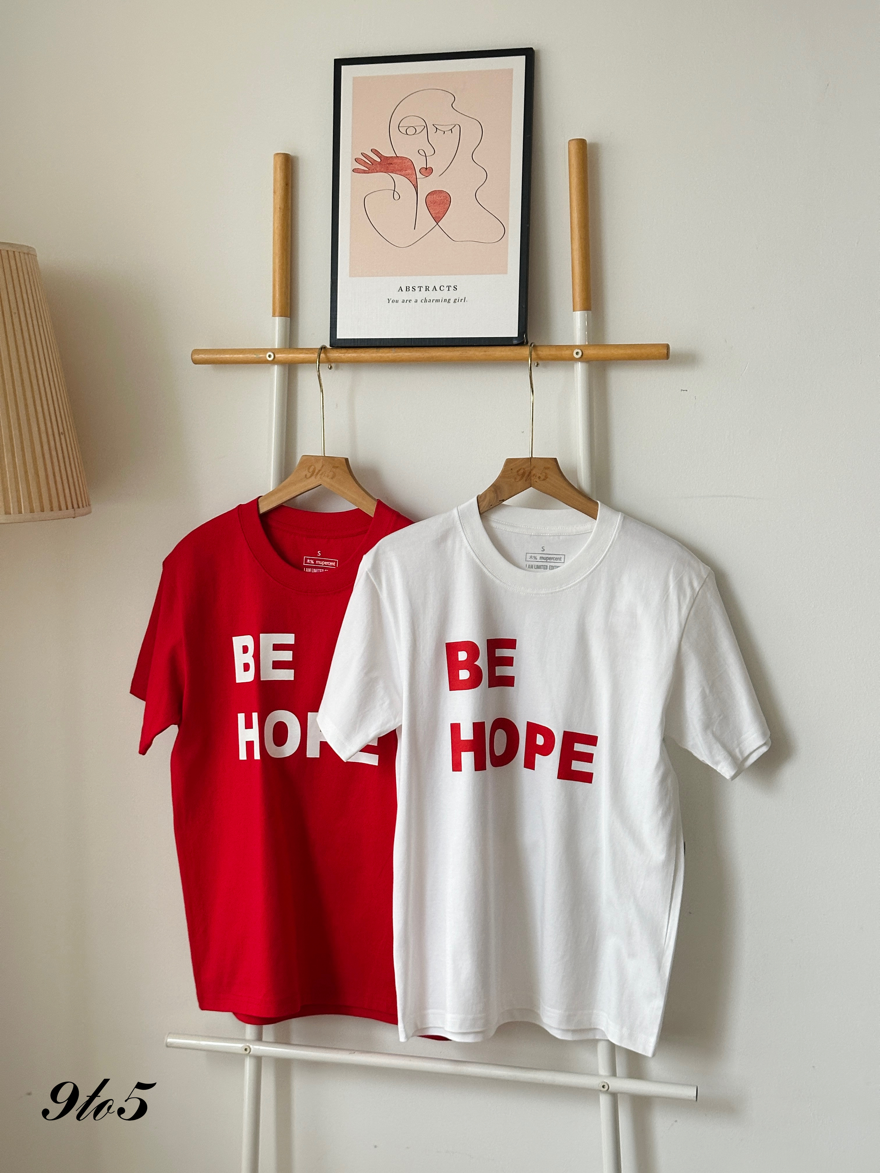 T3919 Be Hope Unisex Oversize Tee - Red & White