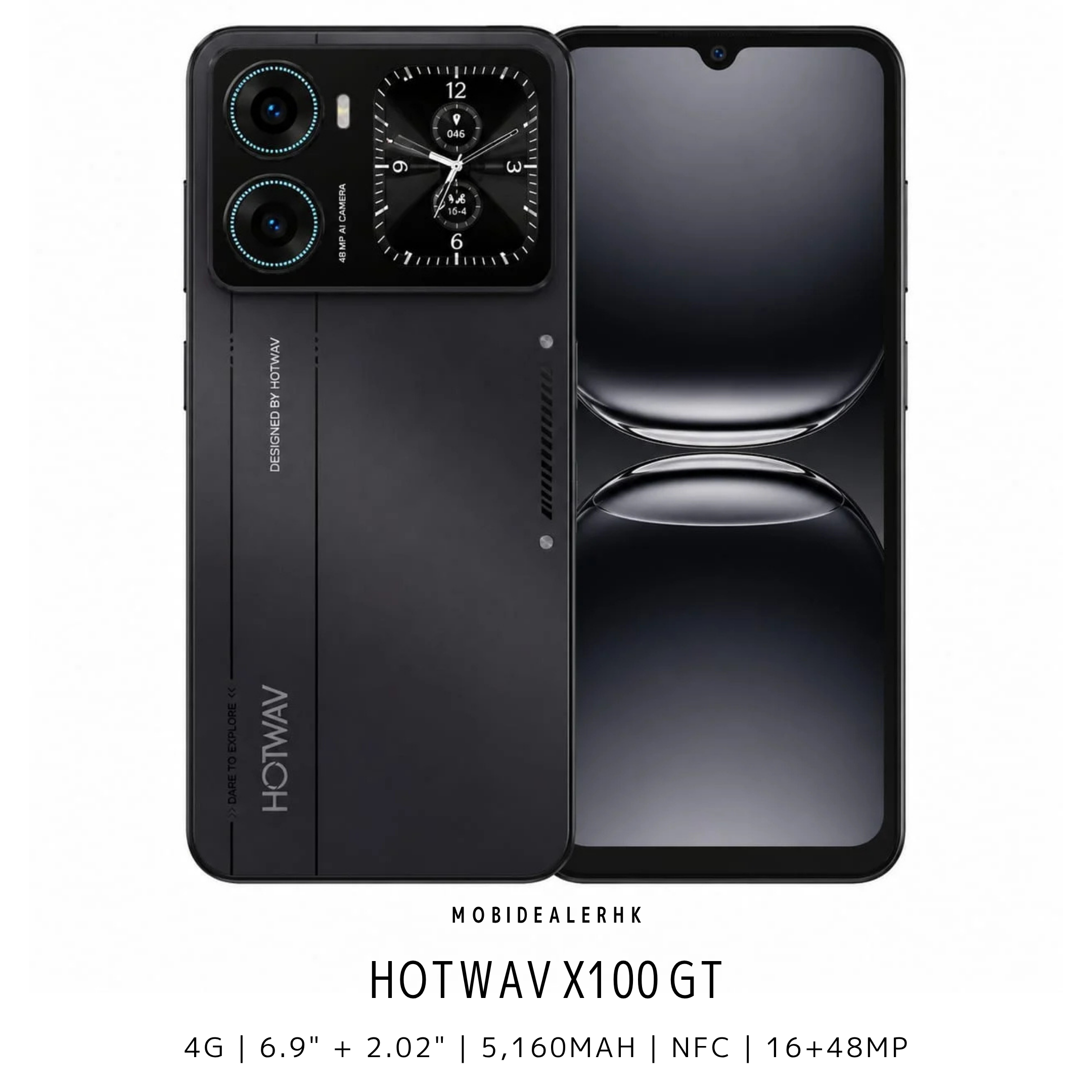 Hotwav X100 GT | 4G | 智能手機 | 6.9吋主屏 + 2.02吋副屏 | 48MP主鏡頭 | NFC