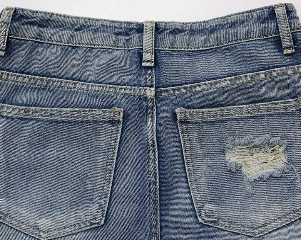 Washed Distressed Flare Jeans