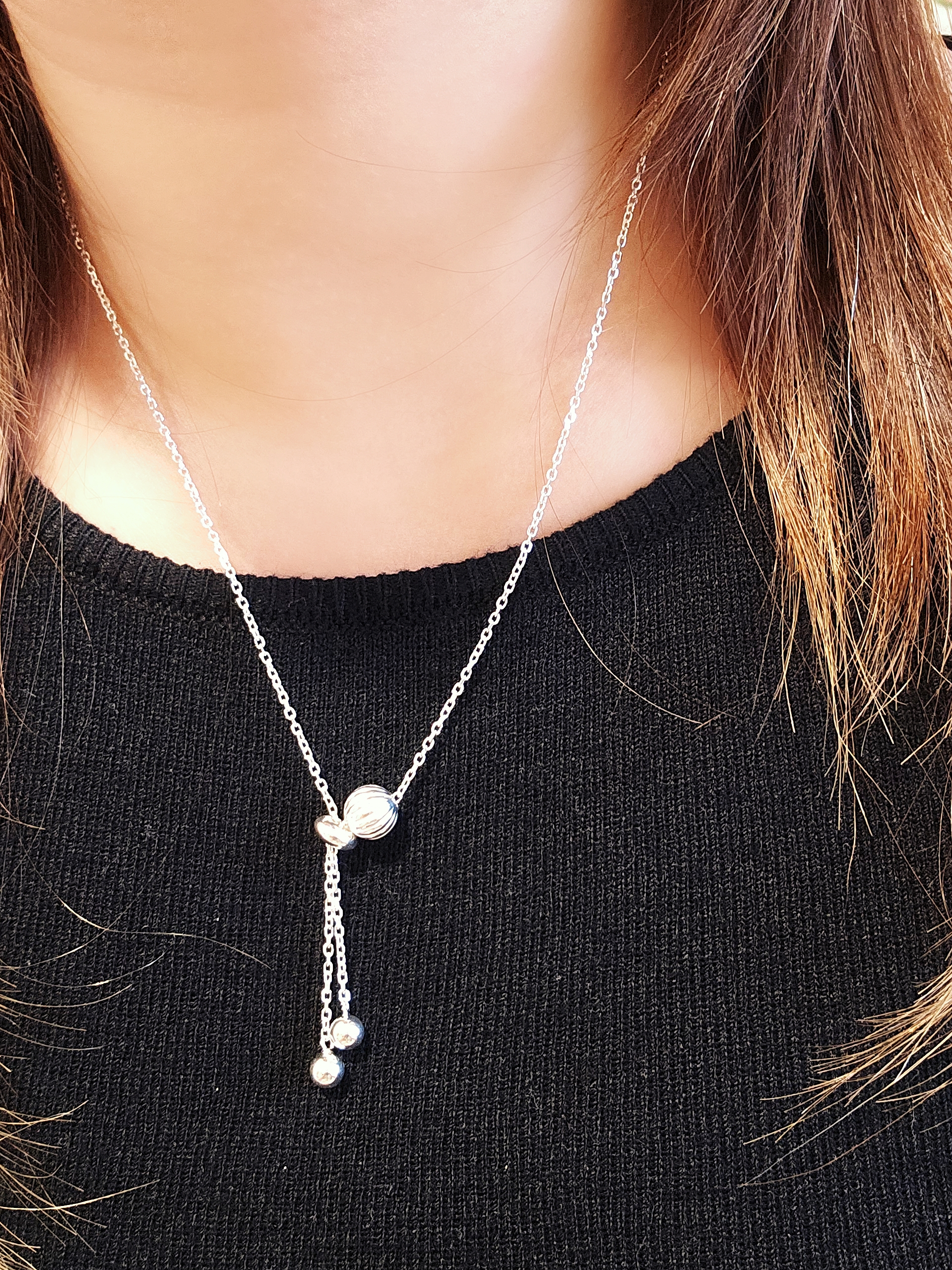 S925 - EN0114  Drop Bead Y-Necklace