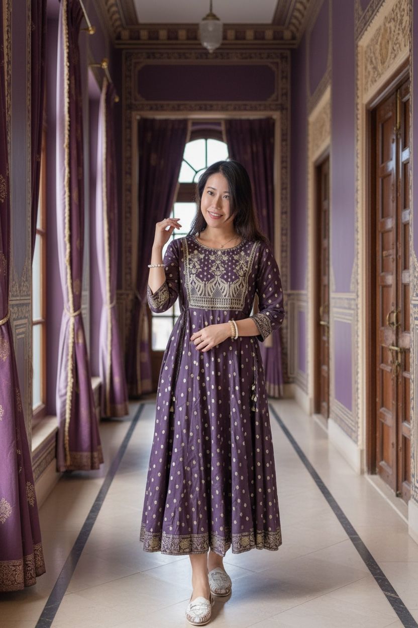 1619 Purple with Gold Emb. 16-cloth 4-Rope OP 49"