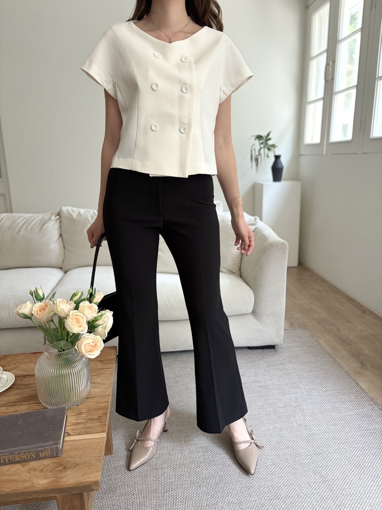 Chloe Double-Breasted Blouse (Ivory)