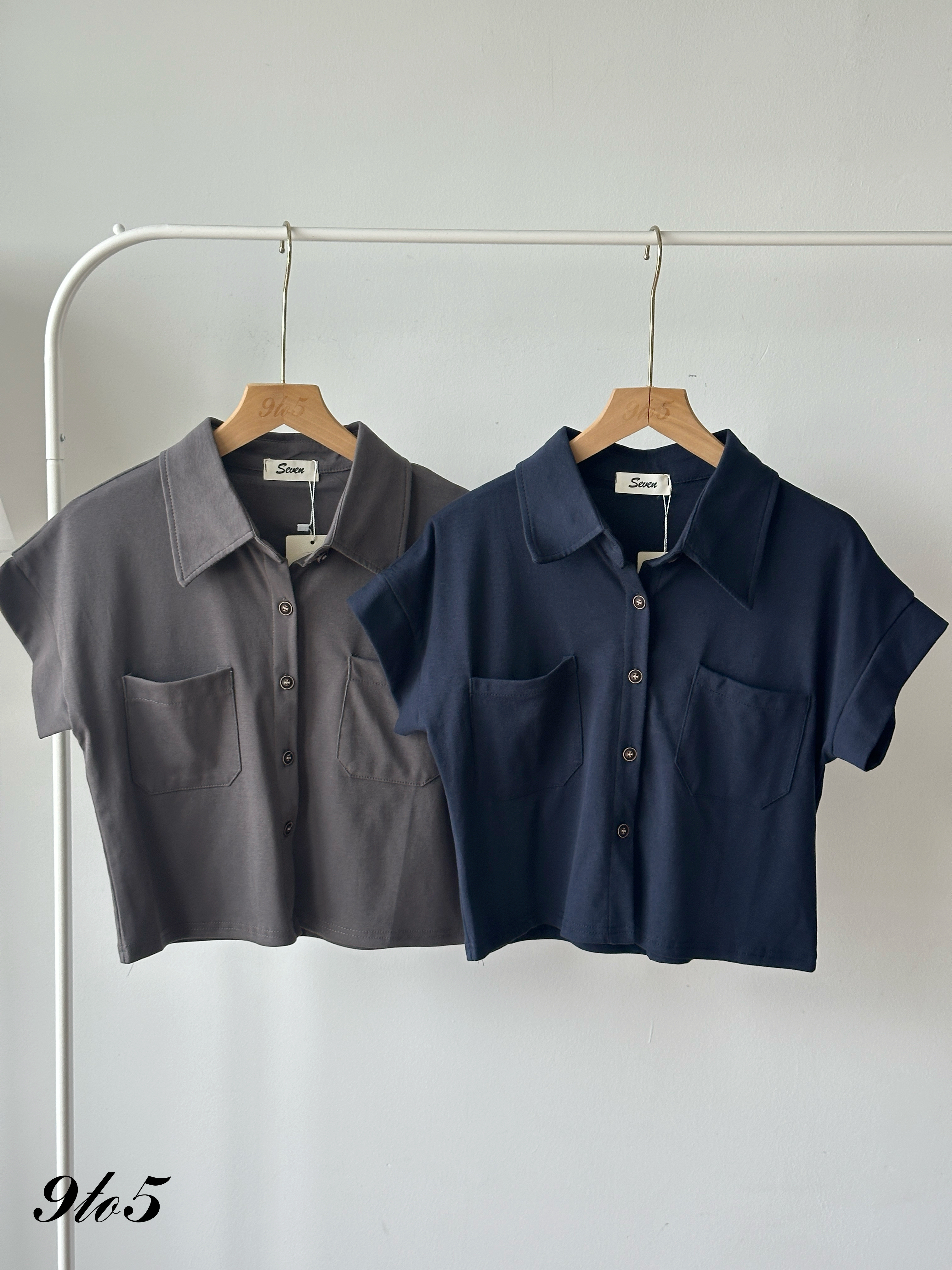T4277 Short Sleeve Crop Shirt - 4 Colors 