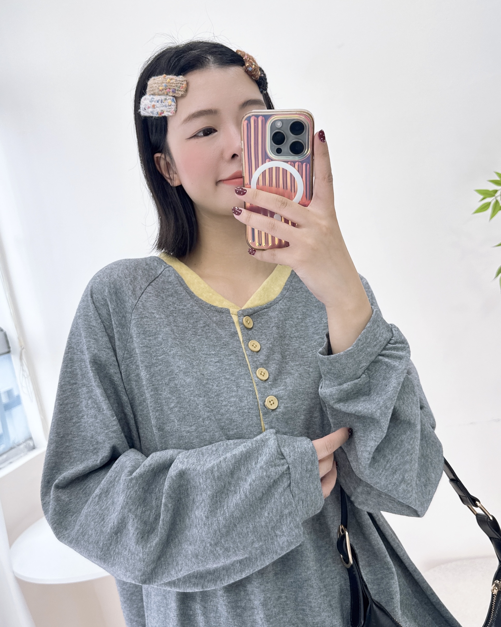 寬鬆薄身鈕扣長上衣 3色