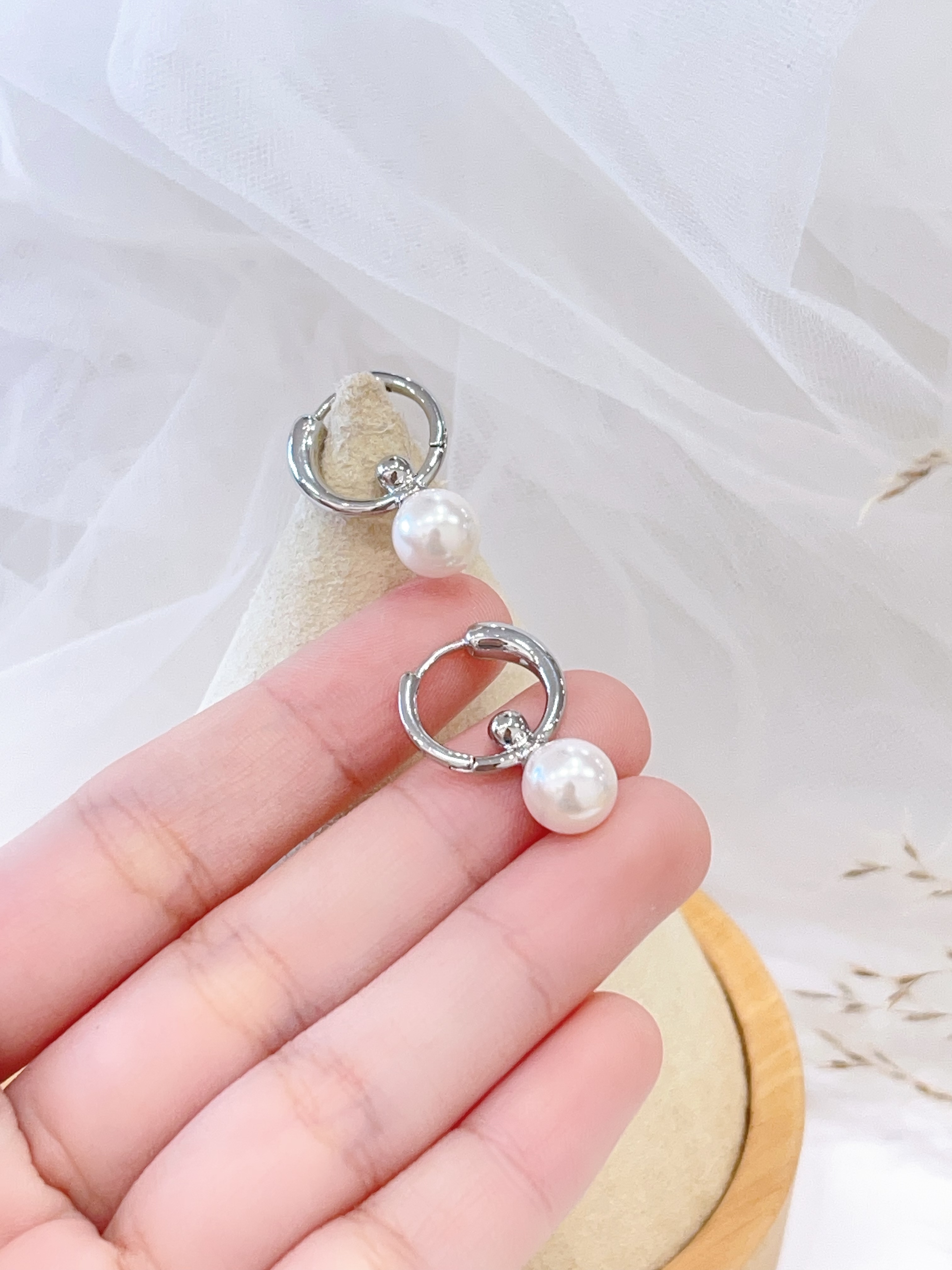 法式珍珠耳坠甜美耳环