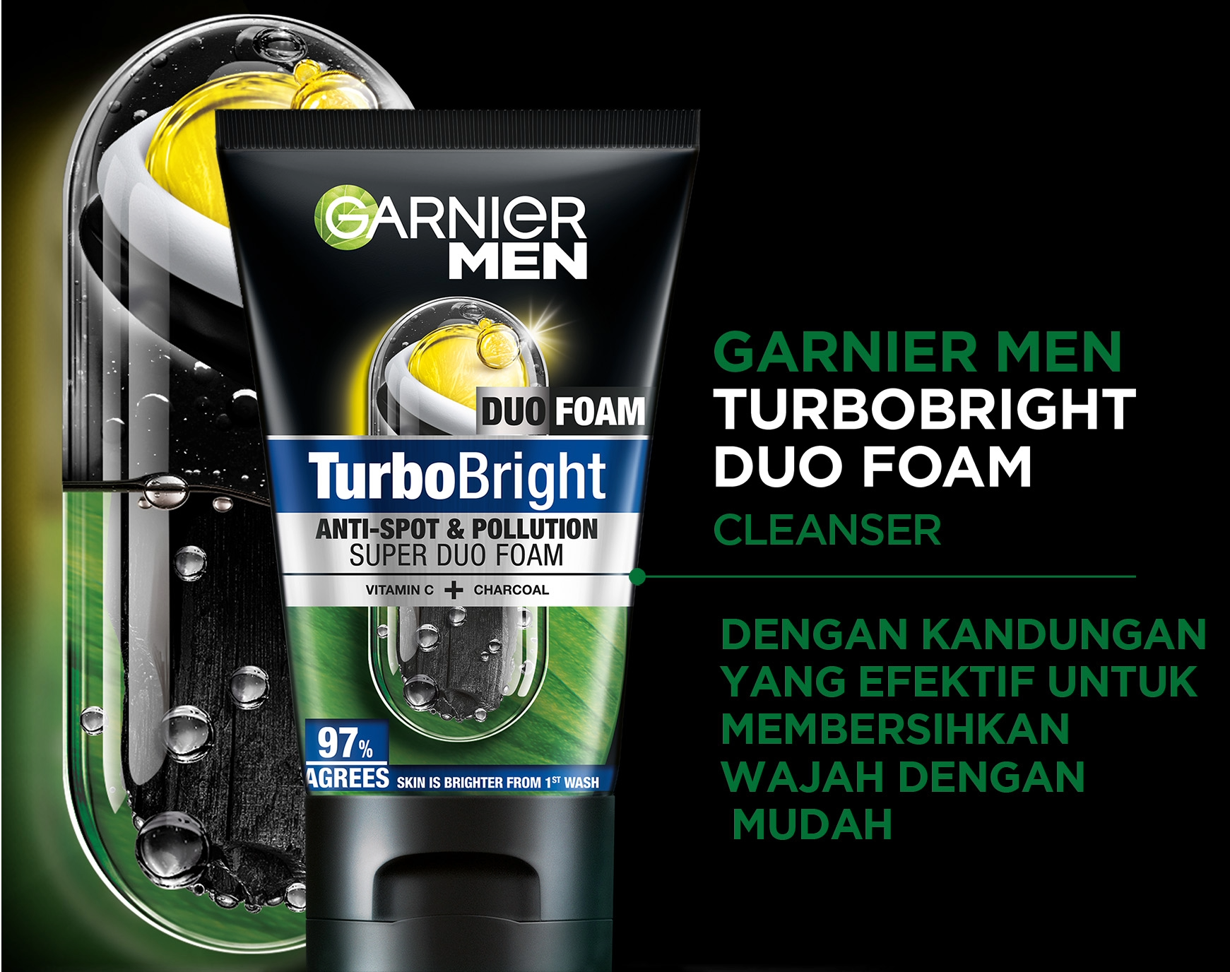 GARNIER MEN 100ml Turbo bright Super Duo Foam