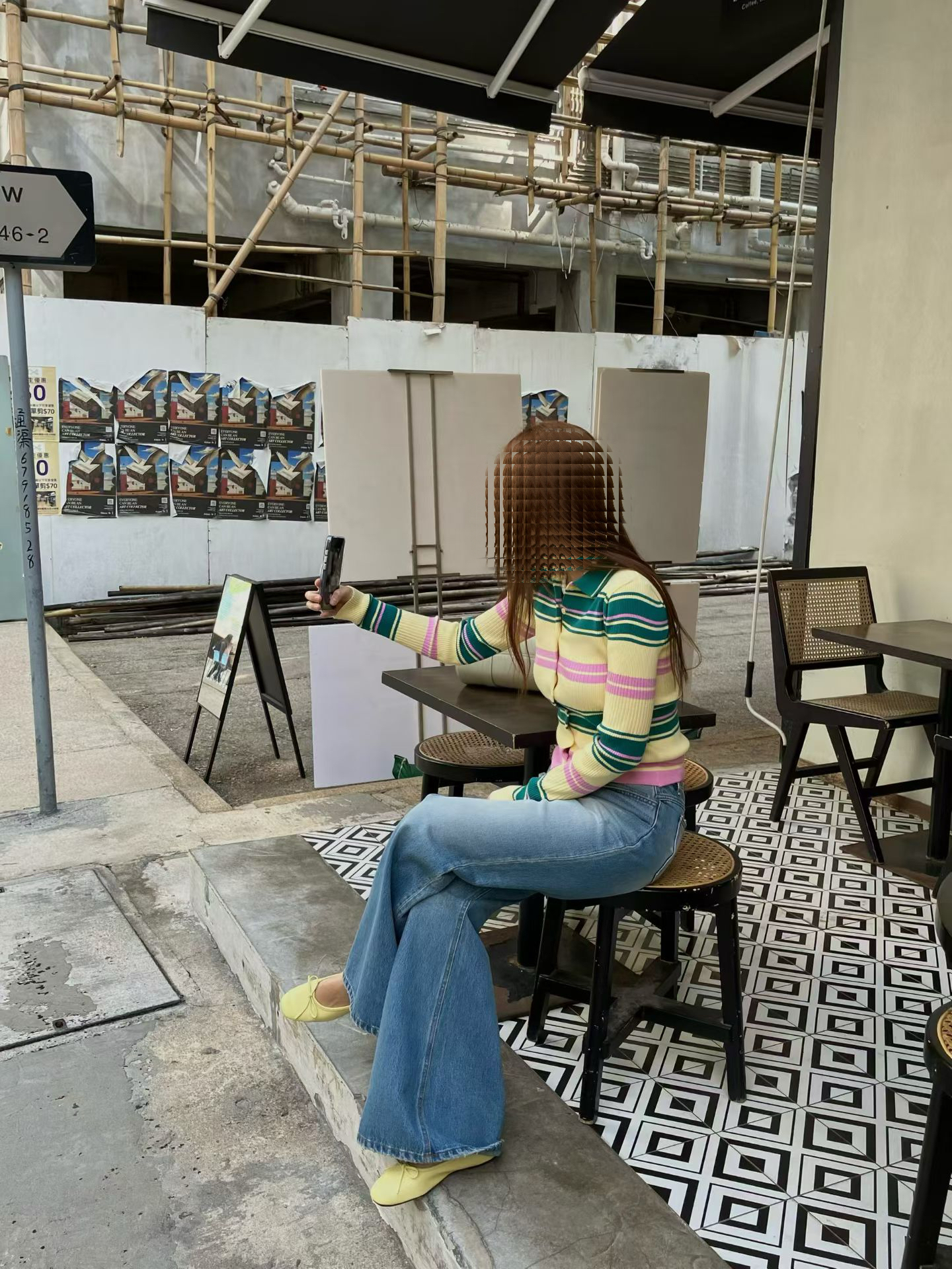 Retro rainbain ribbed knit top