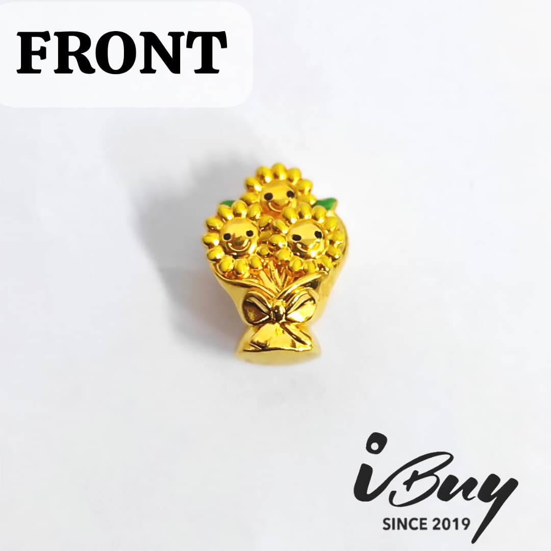 916 HARD GOLD SUNFLOWER BABY BOUQUET CHARM BEAD 916 硬金 太阳花宝宝花束串咀