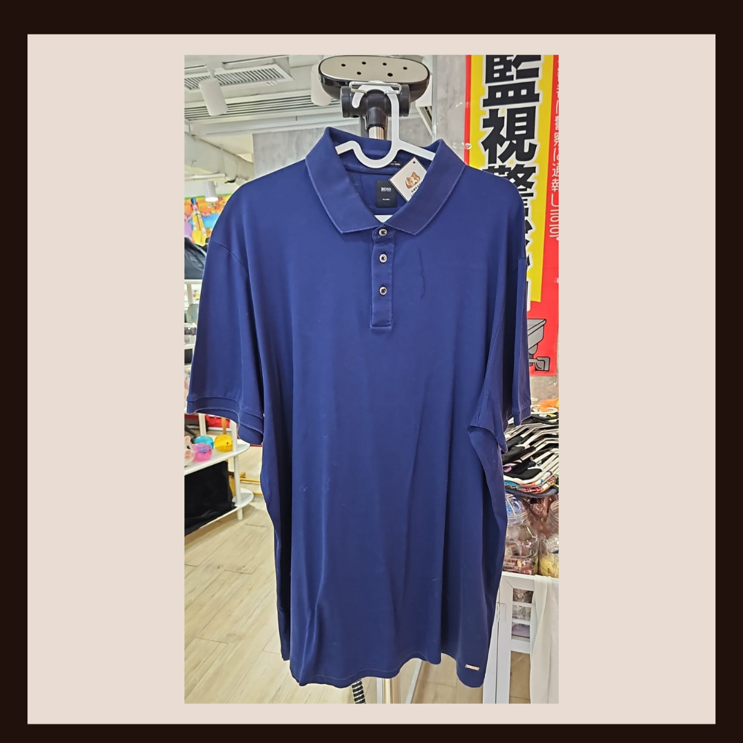  👔 紳士格調：BOSS 經典海軍藍珠地短袖 Polo 衫