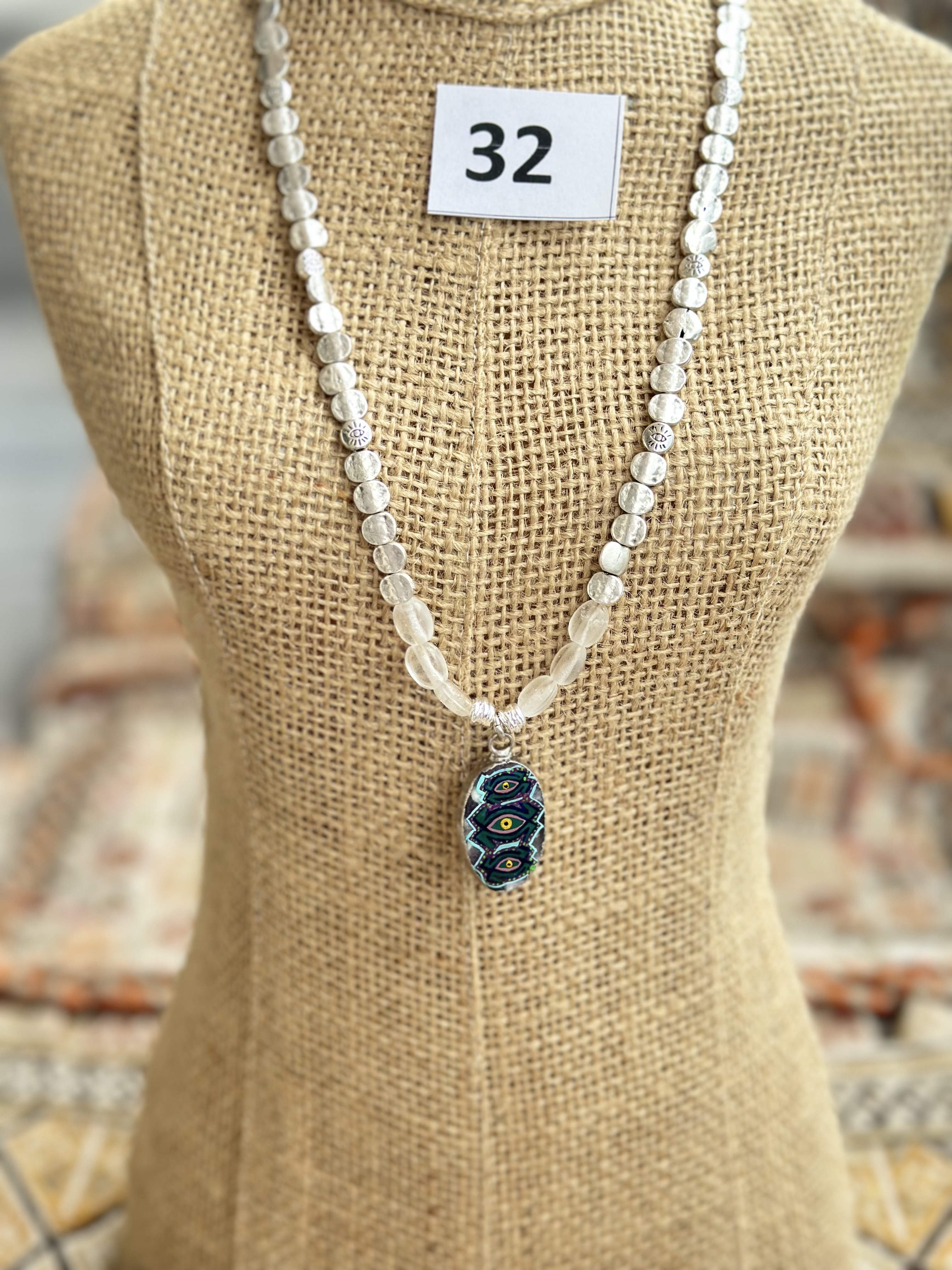 銀色天然水晶手繪