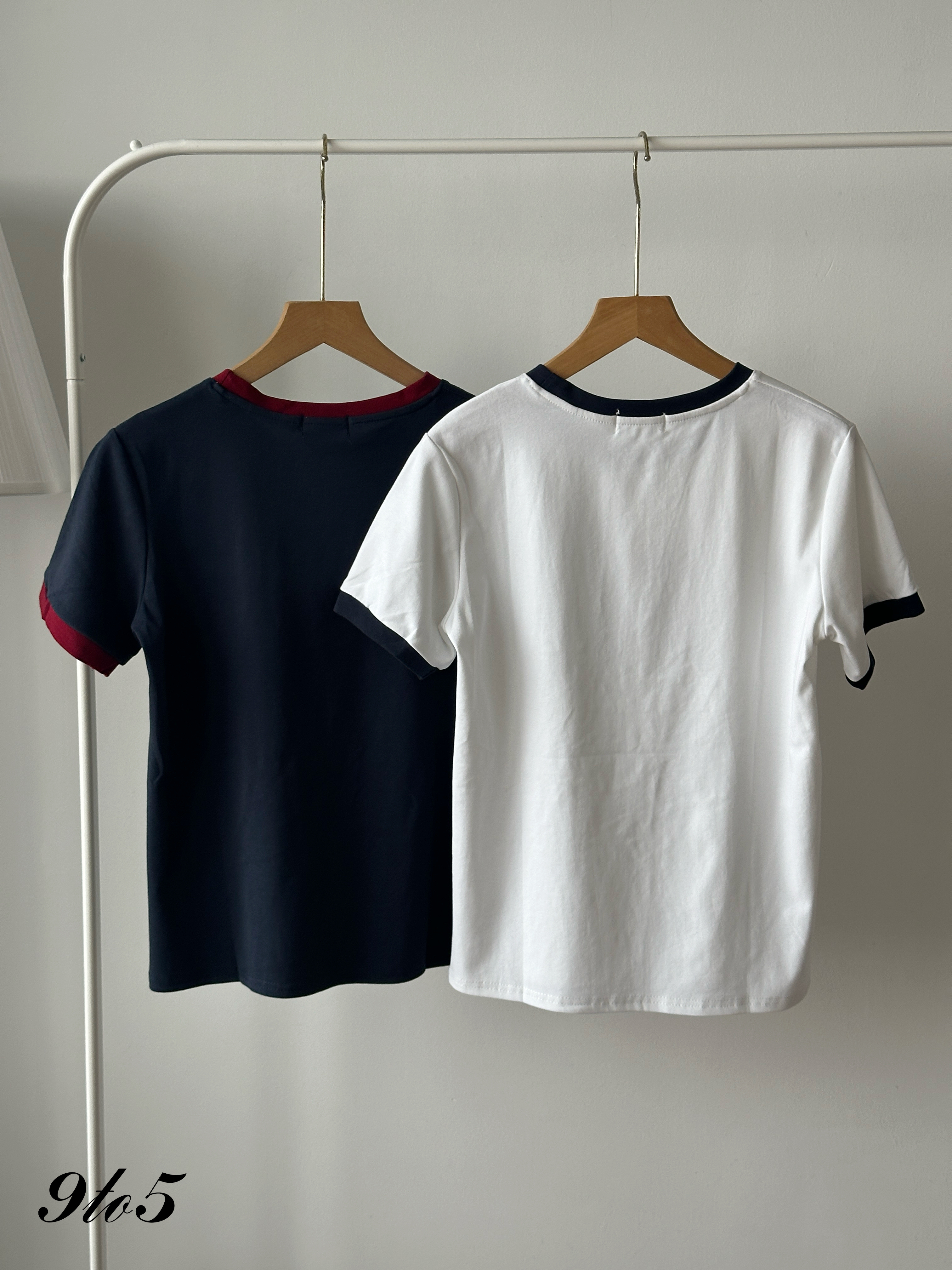 T4376 Printed Wording Contrast Tee - 4 Colors 