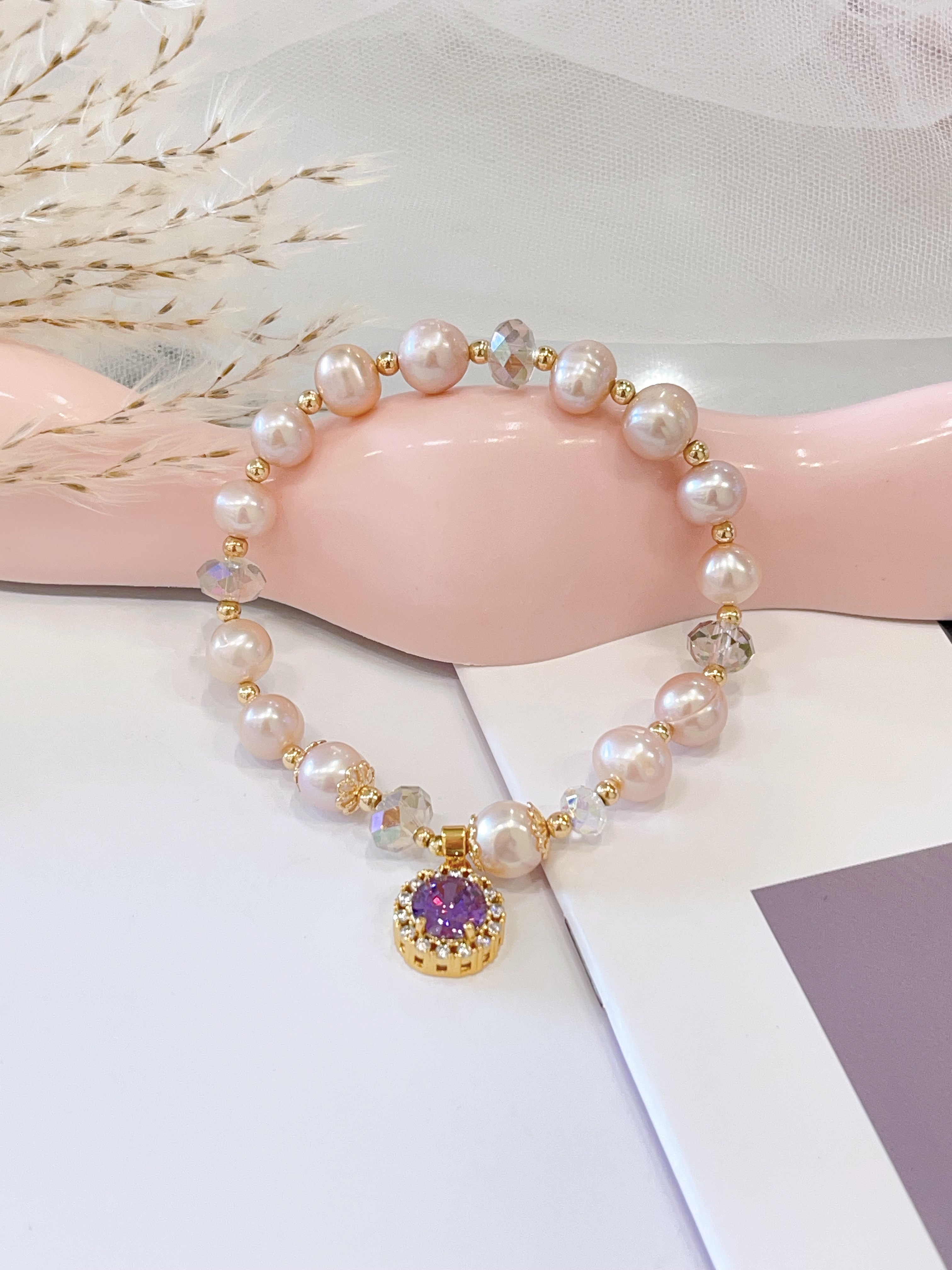 🤍✨ 珍珠 × 切割白水晶手串 Freshwater Pearl & Faceted Clear Quartz | 8mm