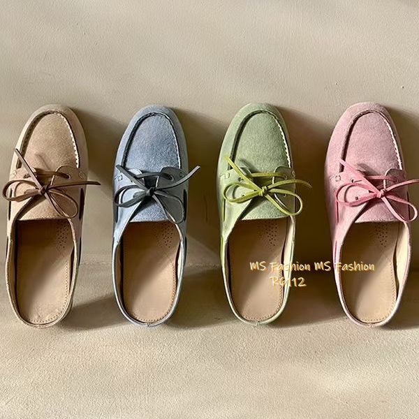 R6112 韓國🇰🇷真皮糖果色loafer後拖