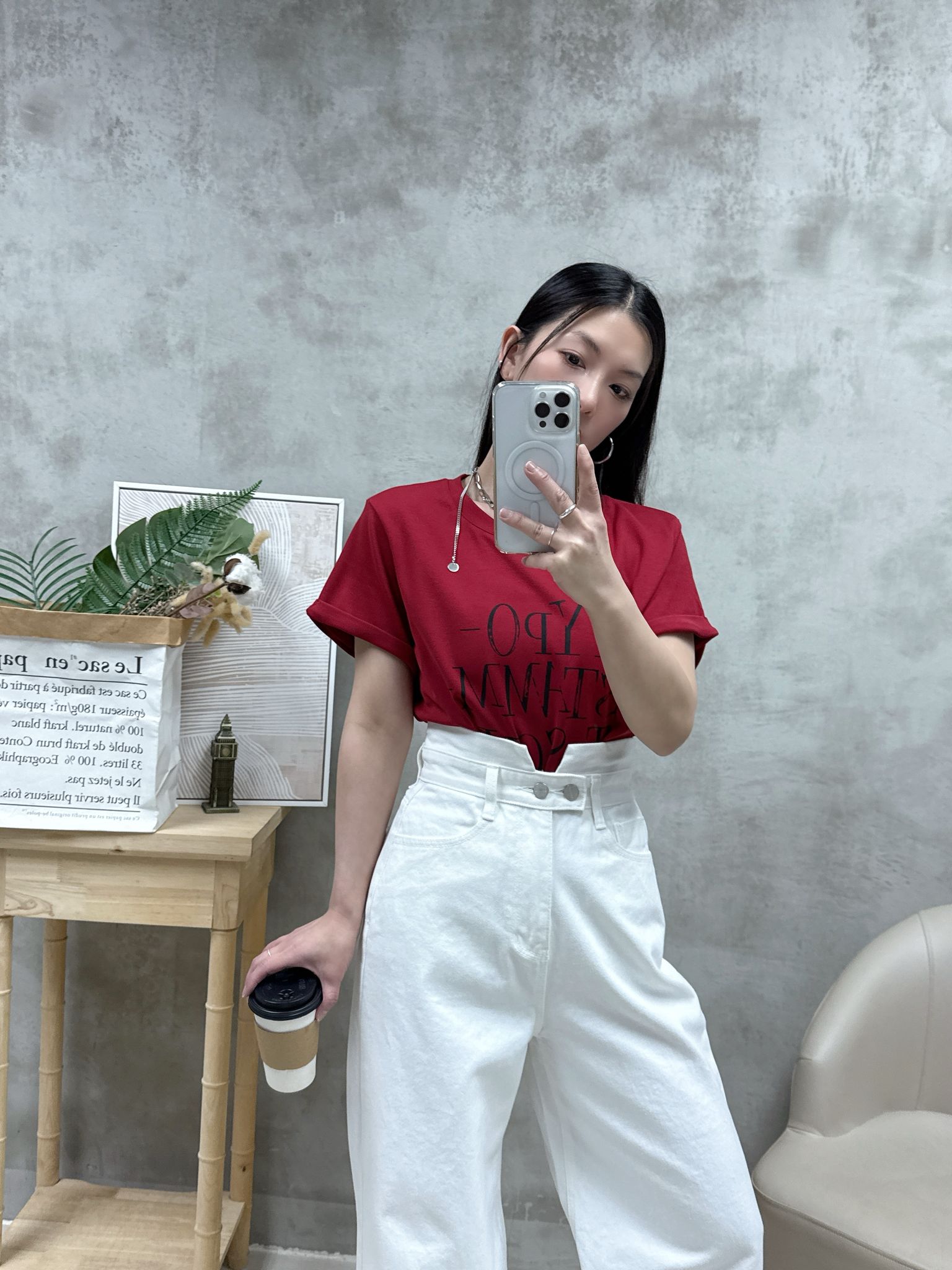 B15 不規則腰高腰牛仔褲