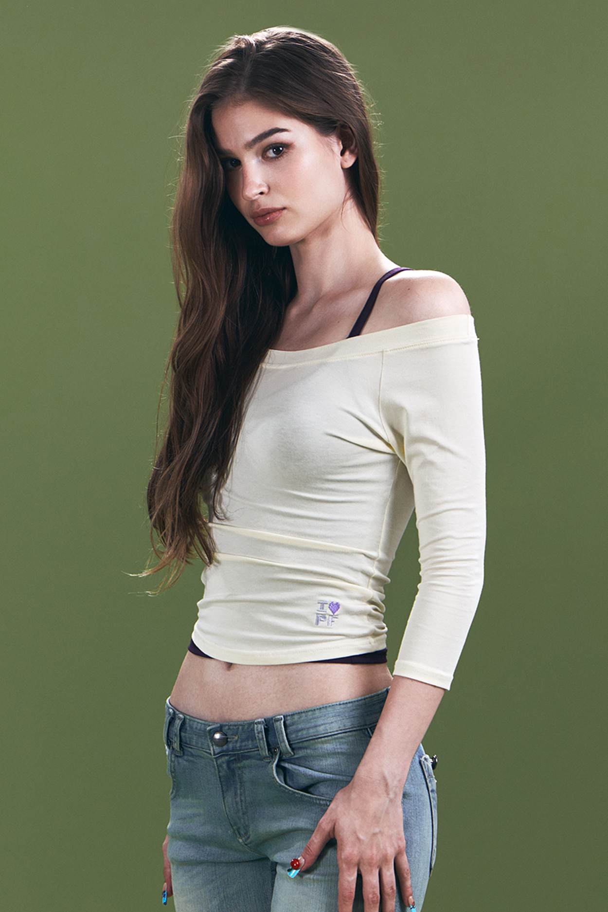 pleaseNOFOLLOW - Zed Off-Shoulder Long Sleeve Top (Lemon)