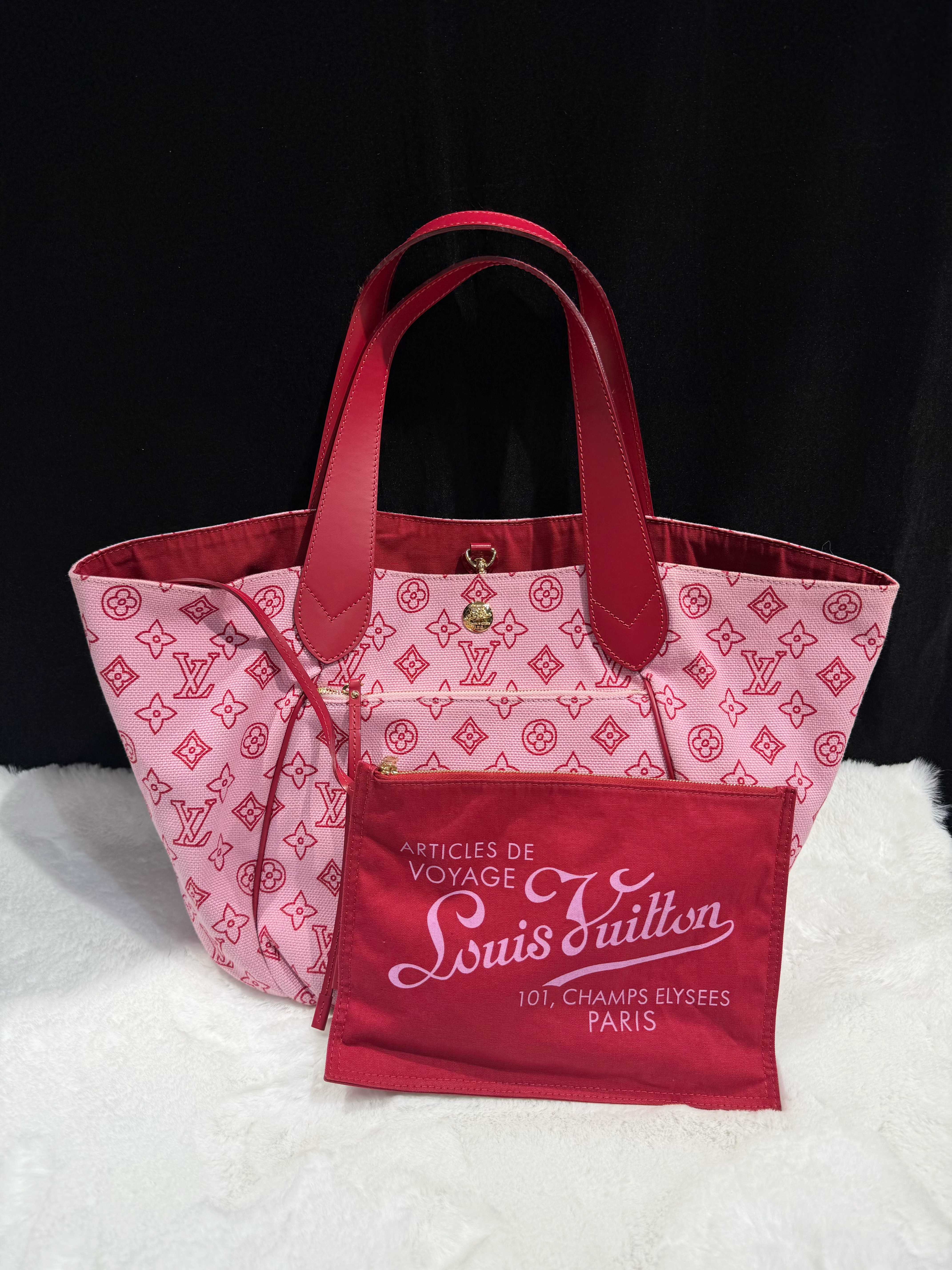 LV canvas tote pink/red 