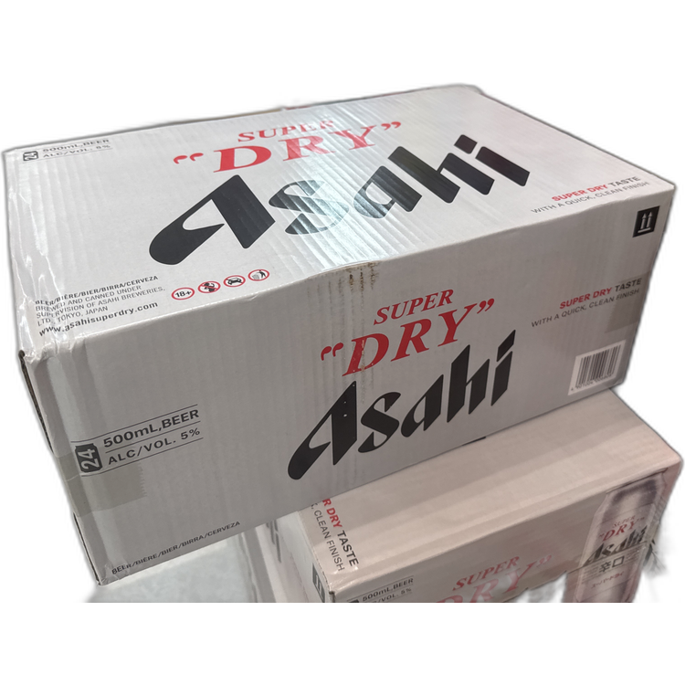 朝日啤酒的經典產品 Asahi Super Dry。 （一箱24罐）