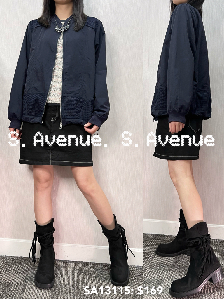 SA13115: 長袖拉錬拼網風褸