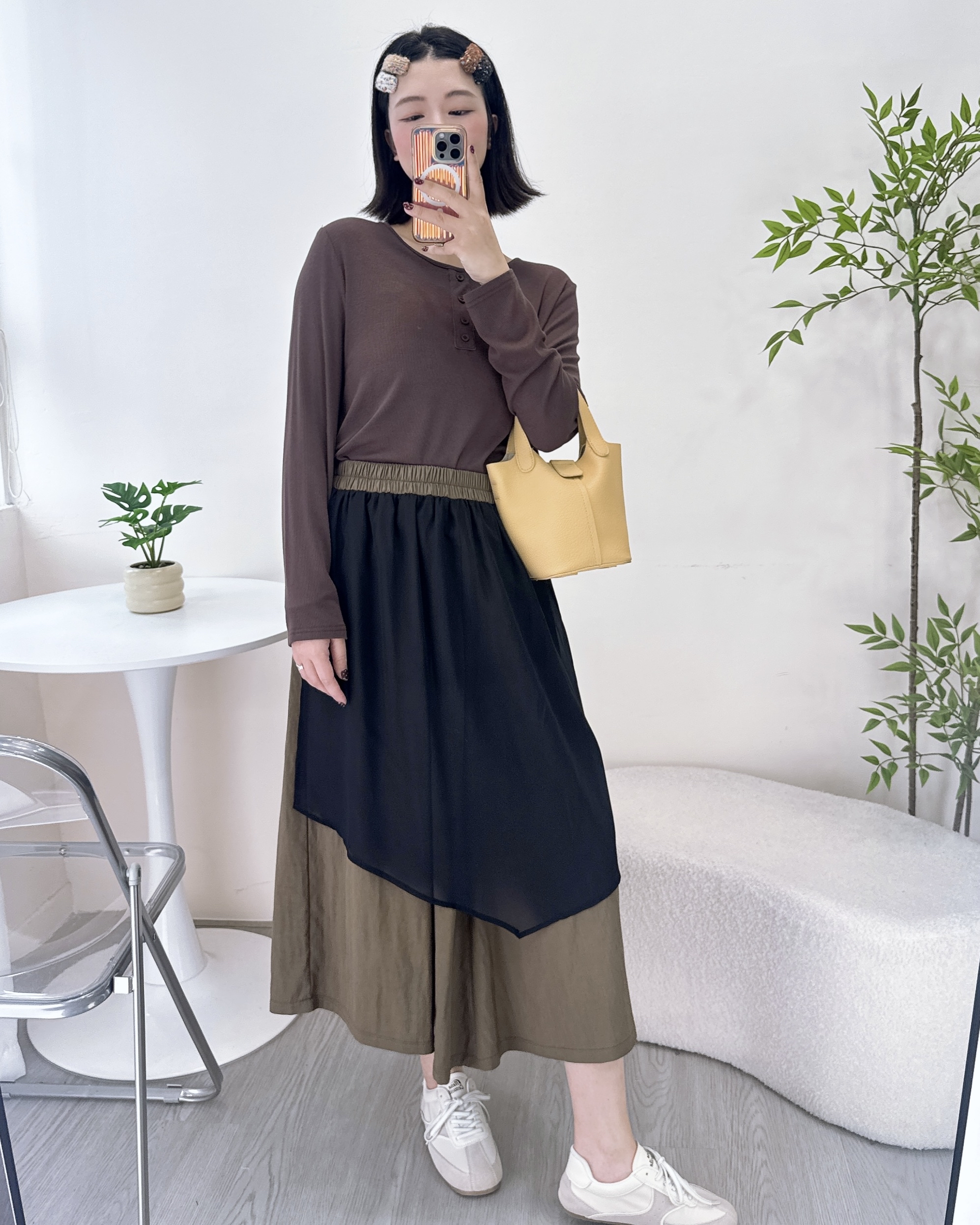 舒服薄身拼雪紡裙褲 3色