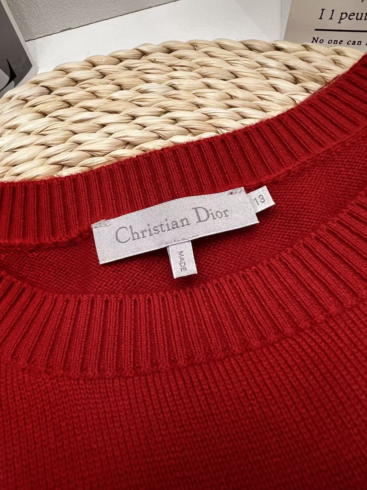 Christian Dior Fringe Logo Sweater（100% Wool)
