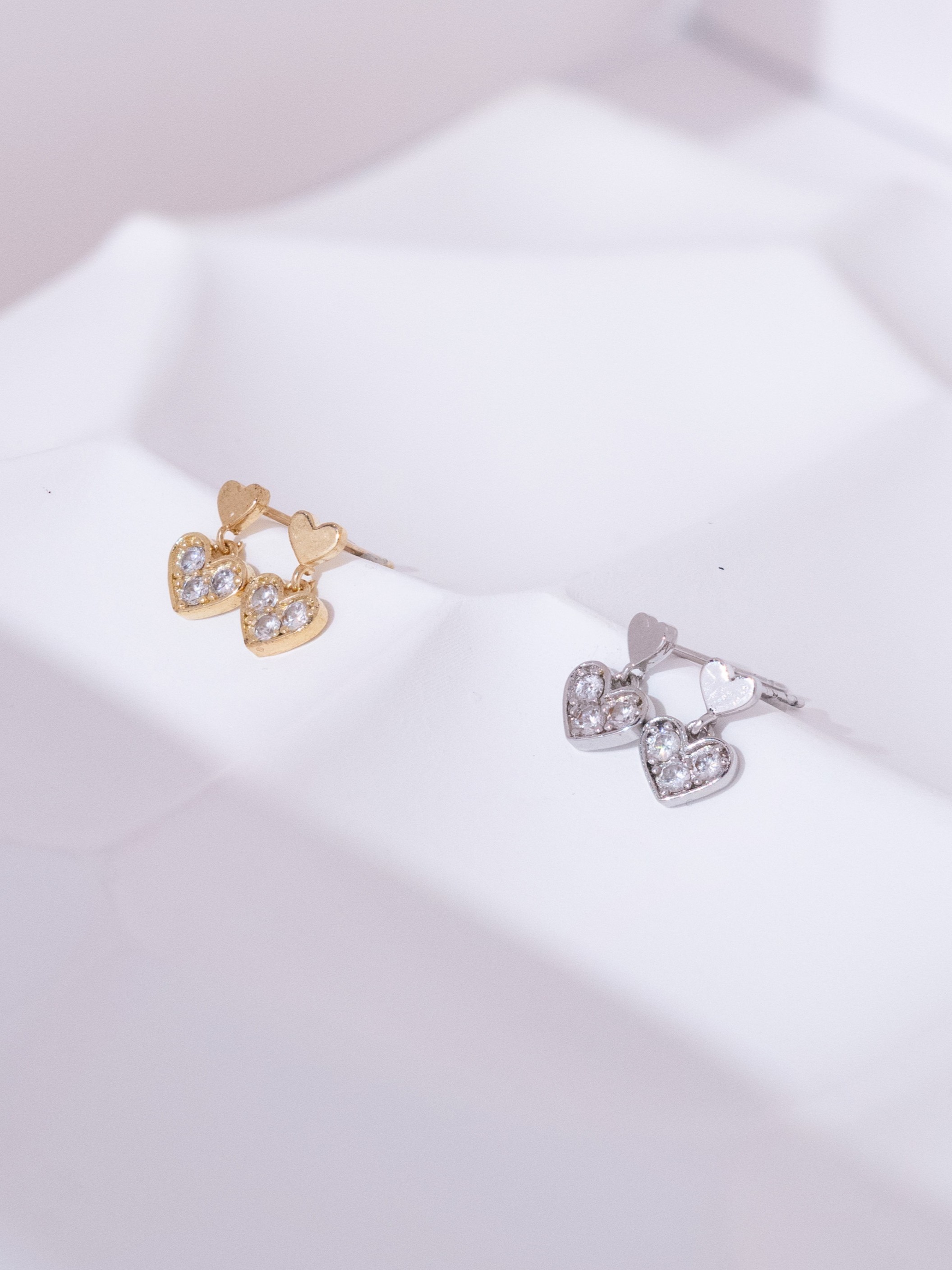 Sparkling Love Stud Earrings (Silver post)