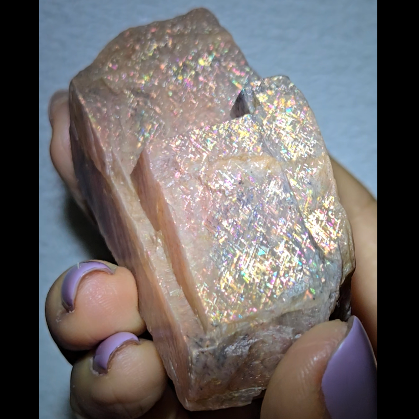 Raw rainbow lattice peach sunstone - SM54