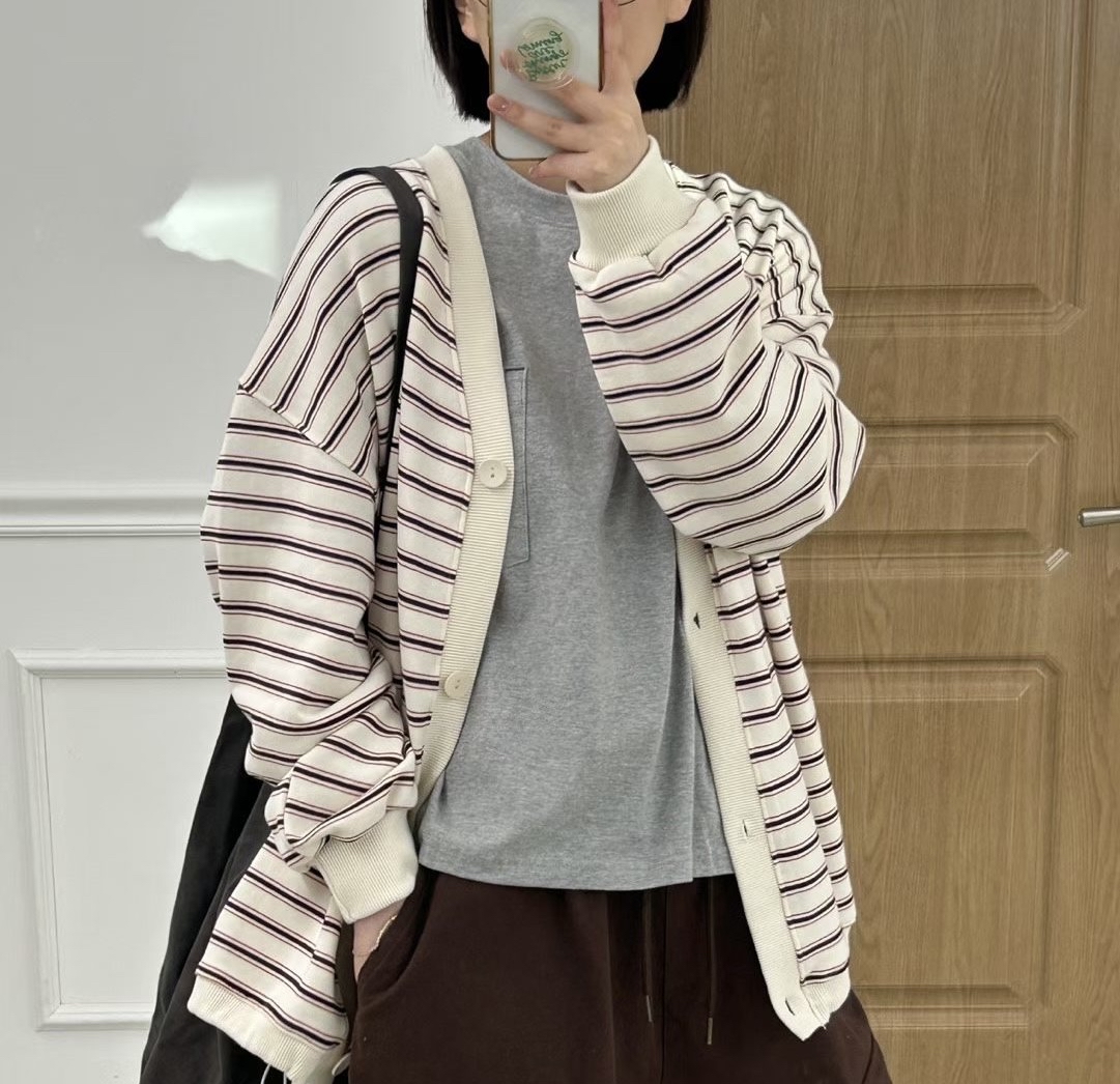 🍁正秋限定🍁 寬鬆撞色橫間外套