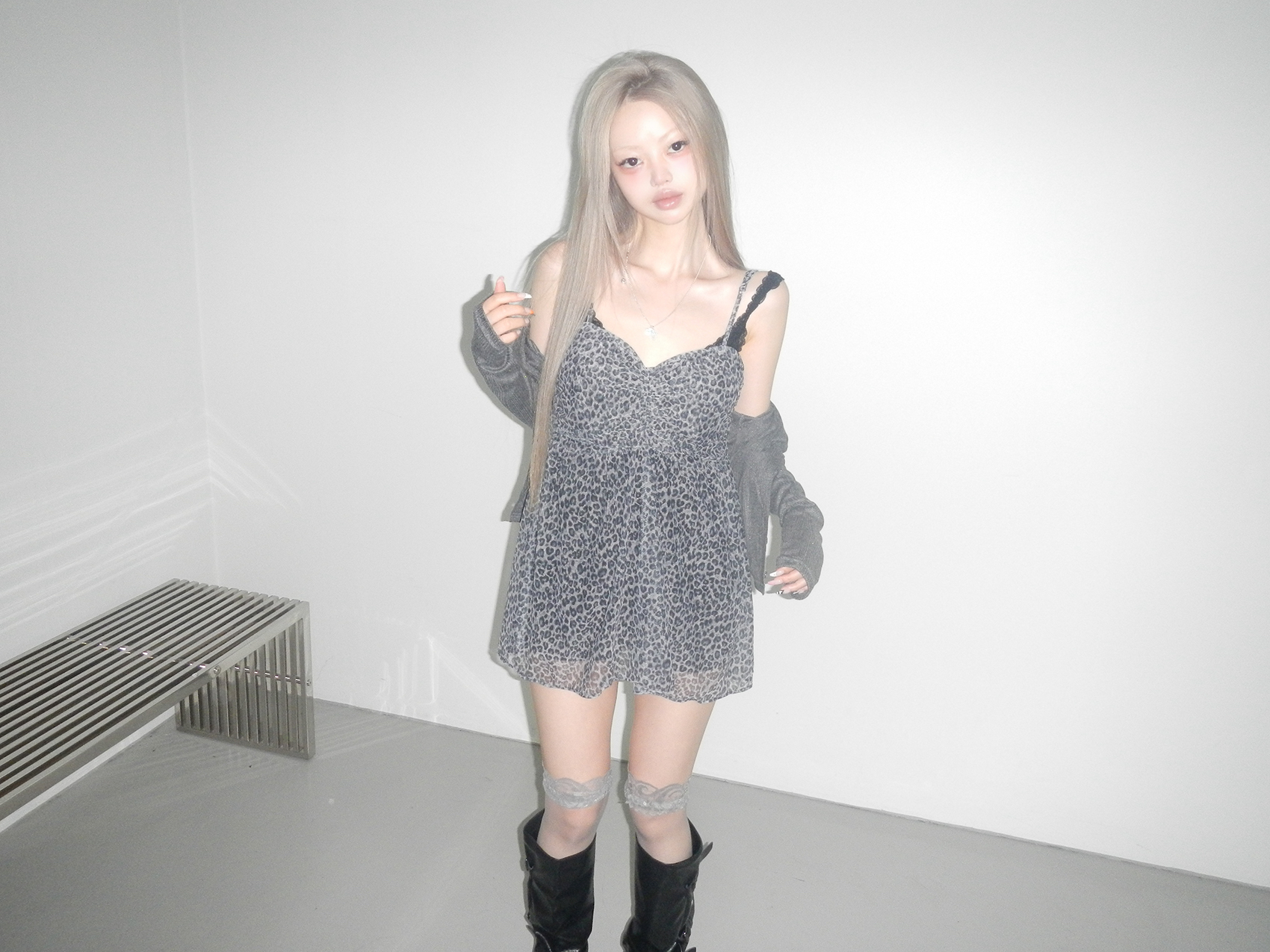 Leopard Mesh Cami Dress