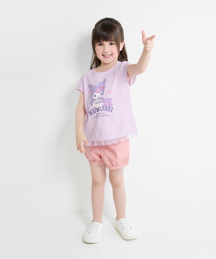 💚預訂 台灣直送💚Kuromi印花網紗拼接純棉短袖T恤