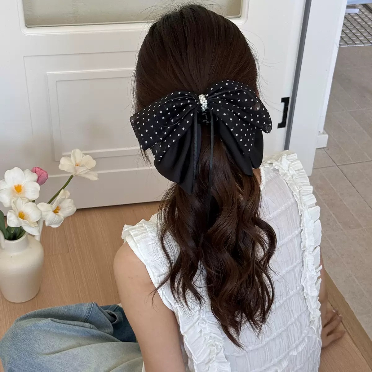 波点蝴蝶结抓夹