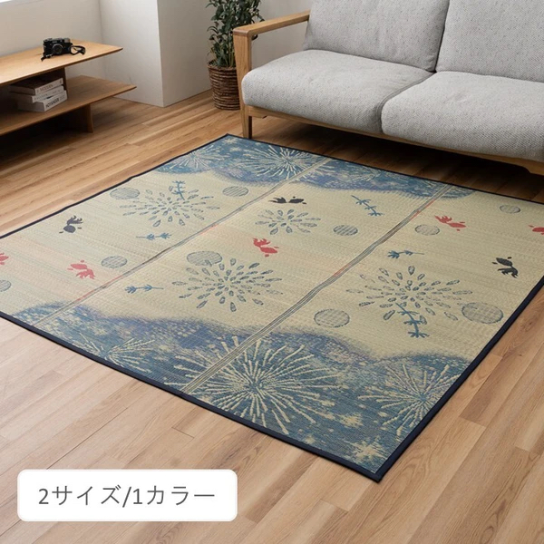 日本夏の風物詩榻榻米（藺草）花火金魚地墊