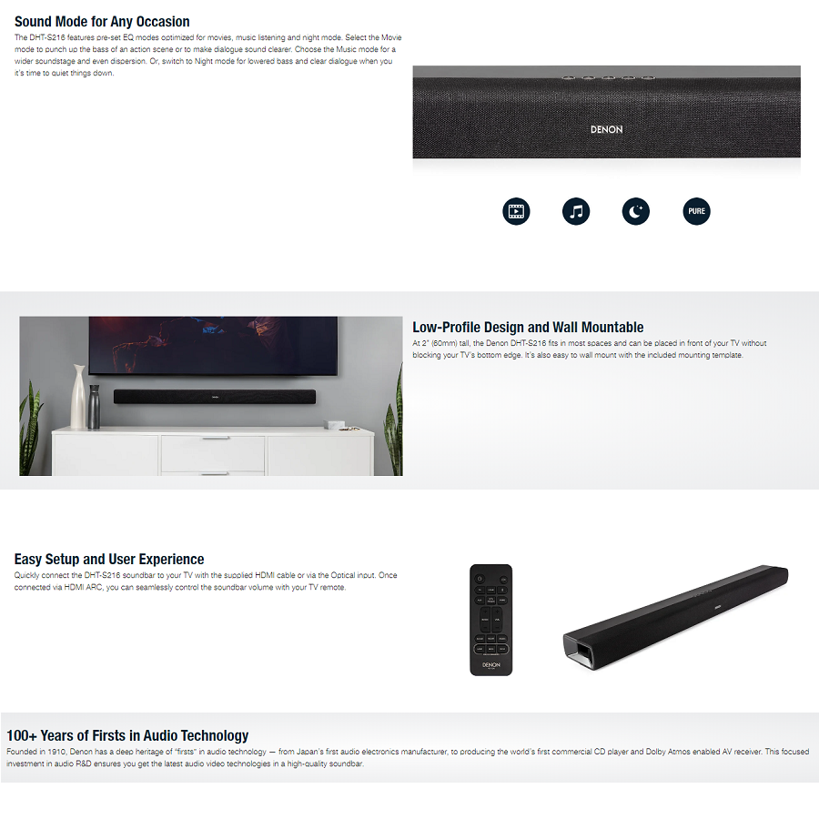 Denon DHT-S216 All-in-One Soundbar with DTS Virtual | Luen Hing 