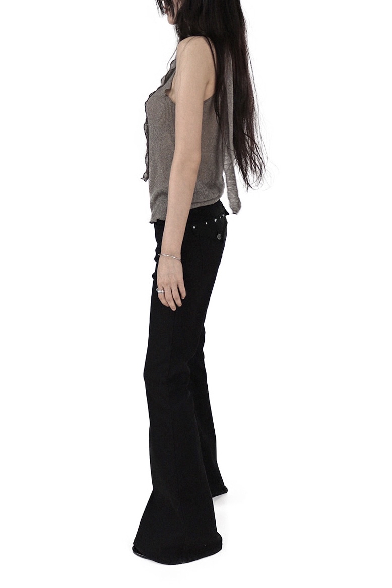 Studded Flap Pocket Bootcut Pants