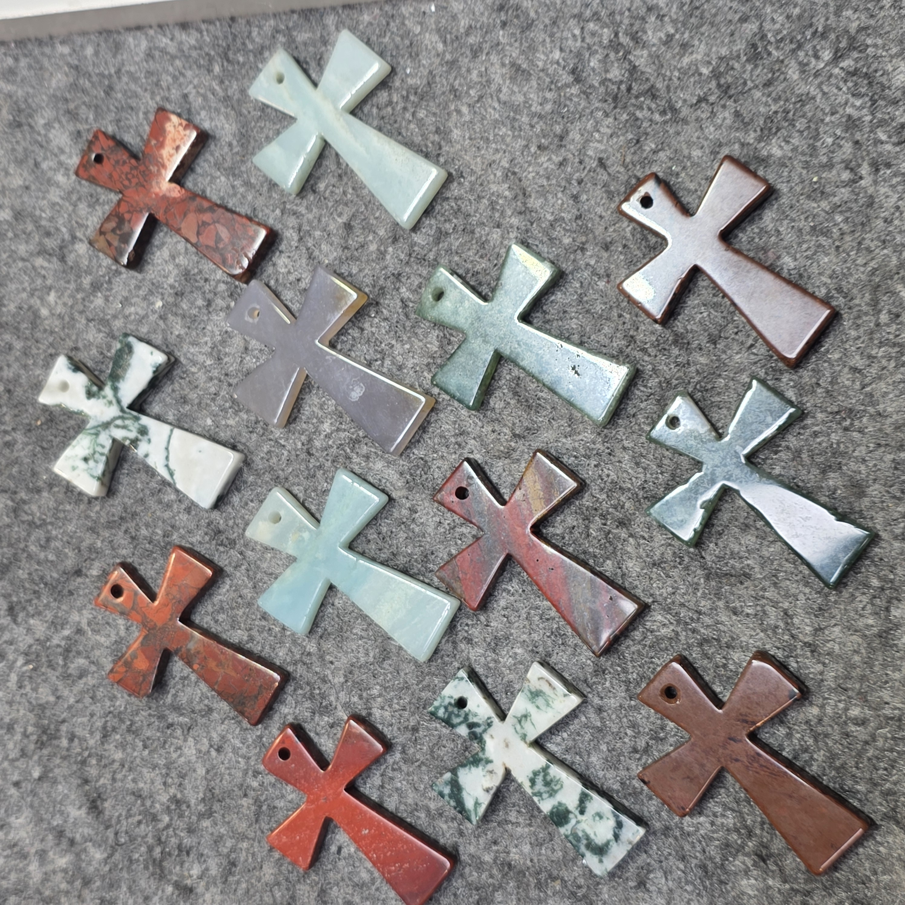 瑪瑙十字架織繩頸鏈