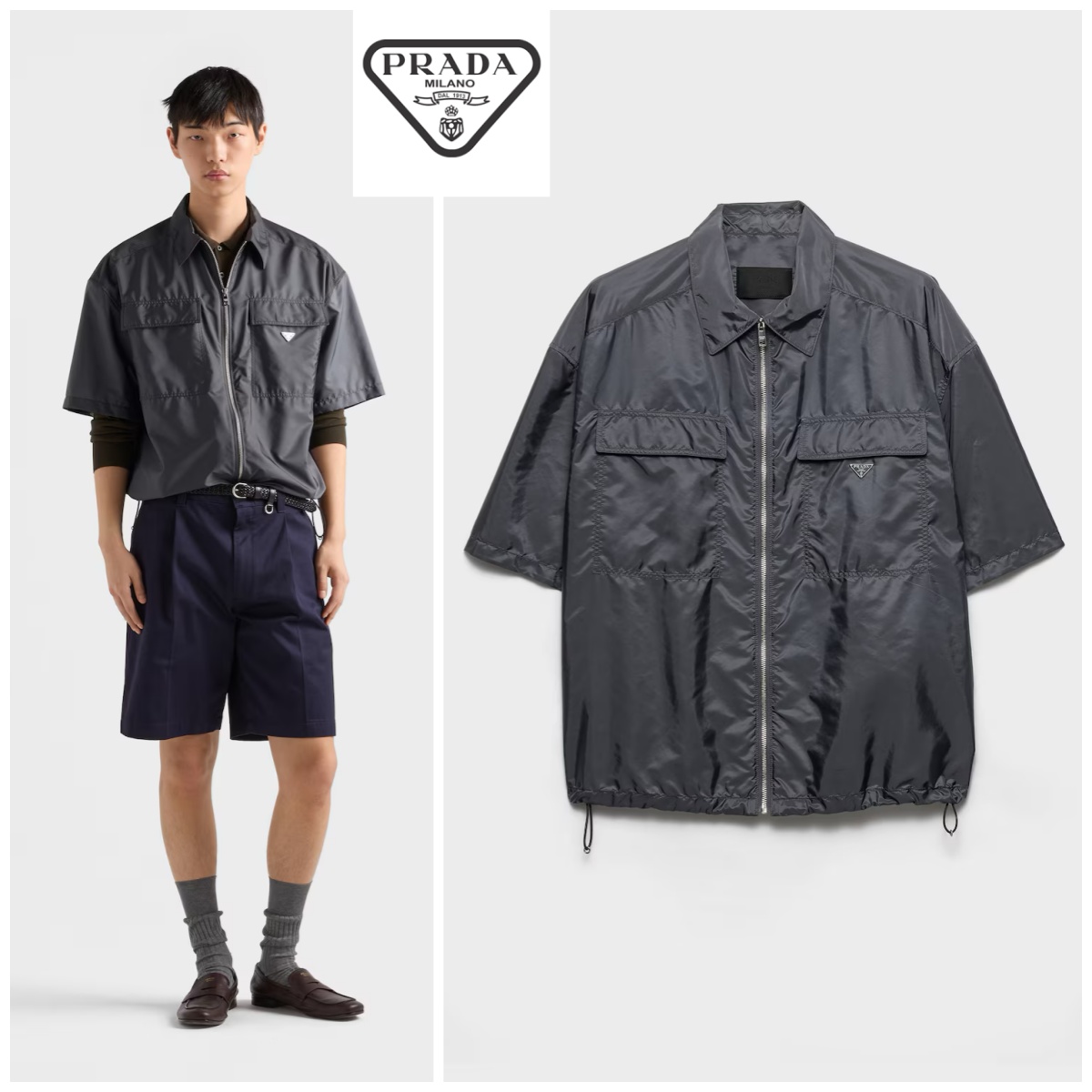 PRADA Short-sleeved light Re-Nylon shirt 短袖輕盈 Re-Nylon 恤衫