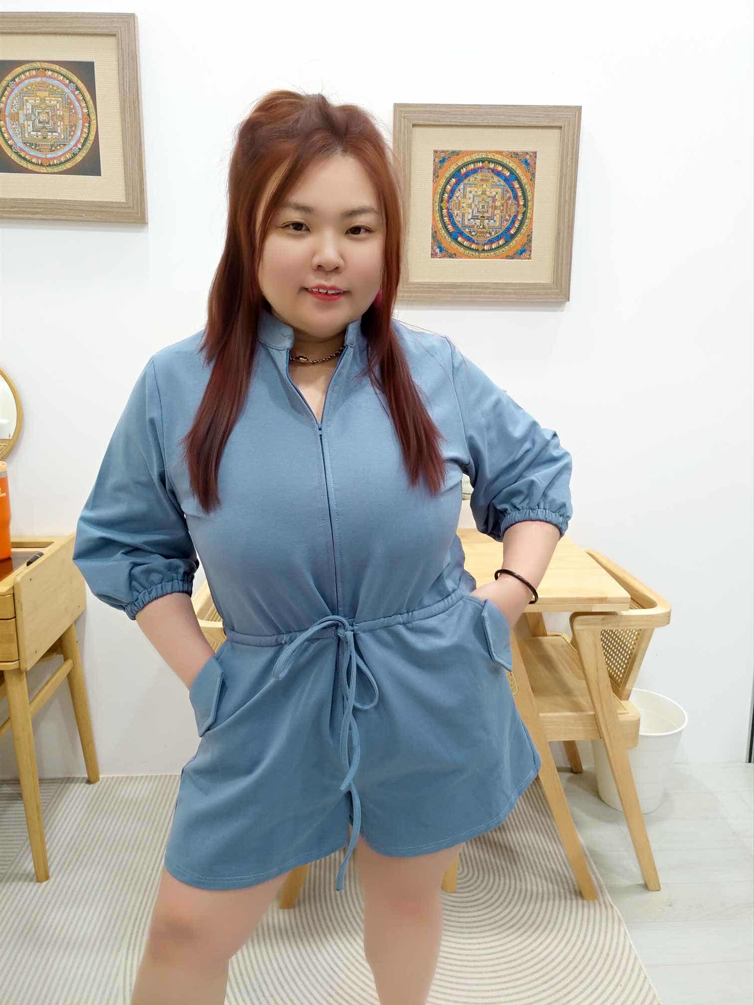 OTB02 LC8041 拉链中山领设计连体裤