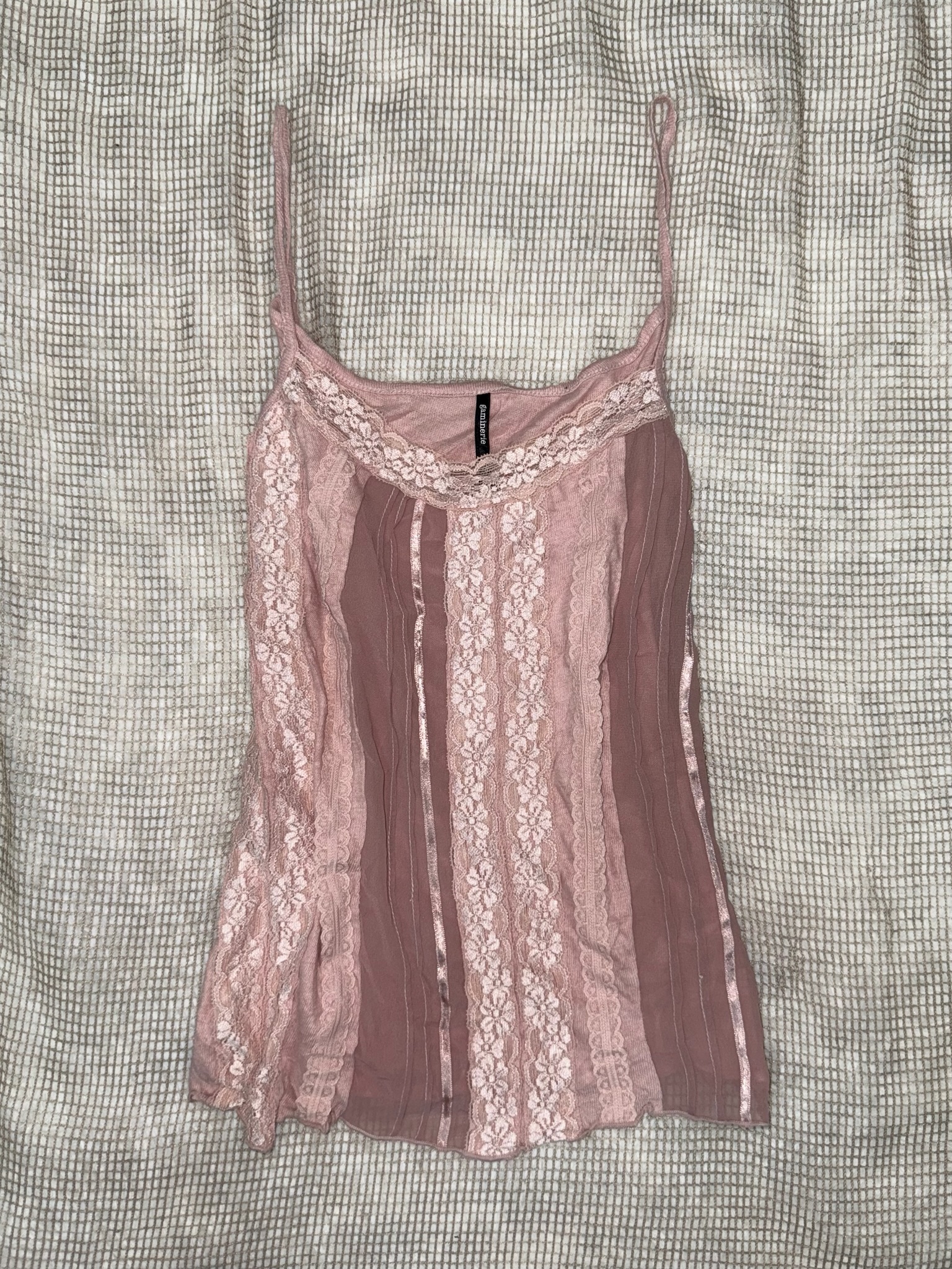 2000s Vertical Lace Panel Tank Top