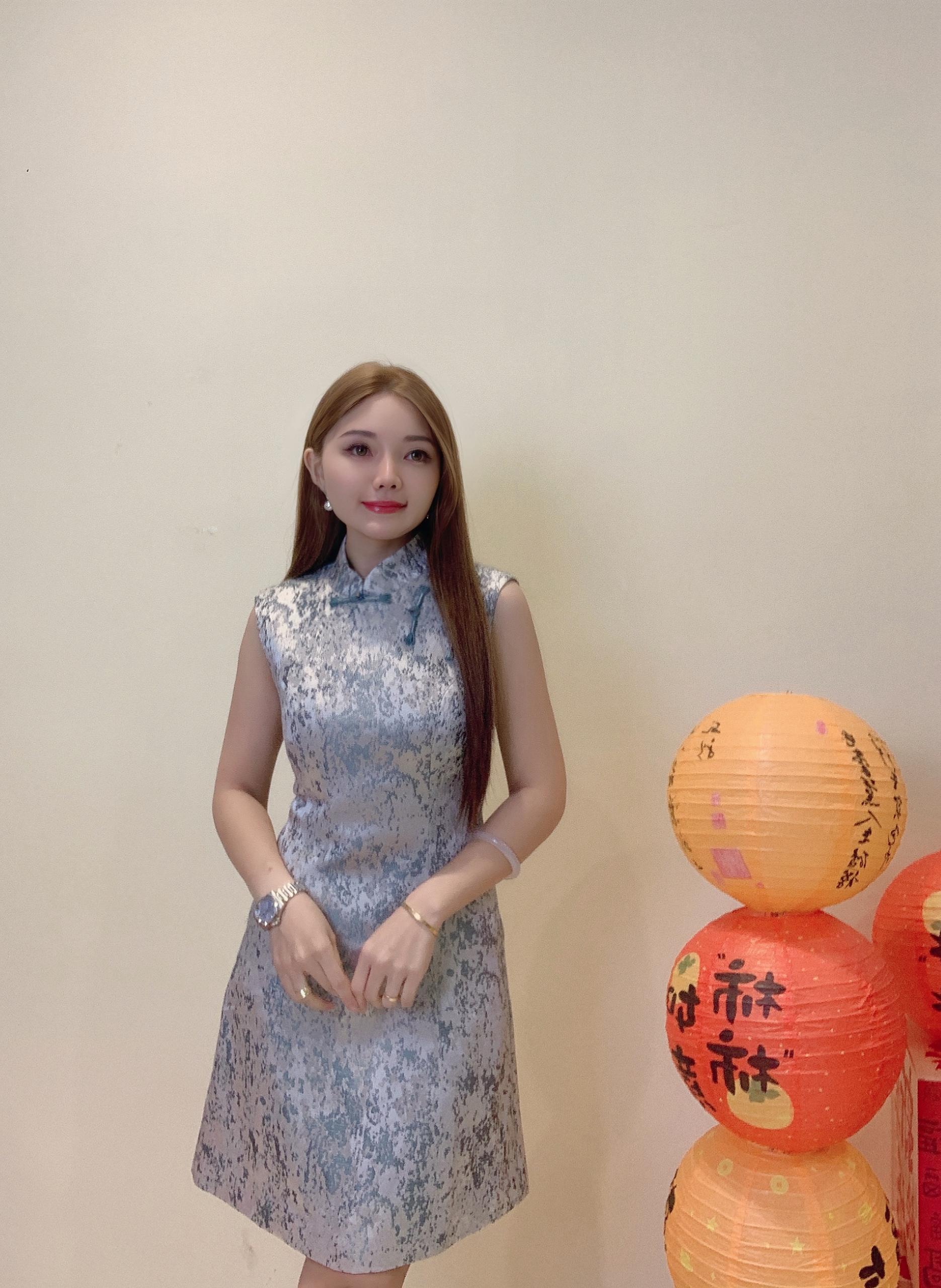 无袖旗袍连身裙 D0099