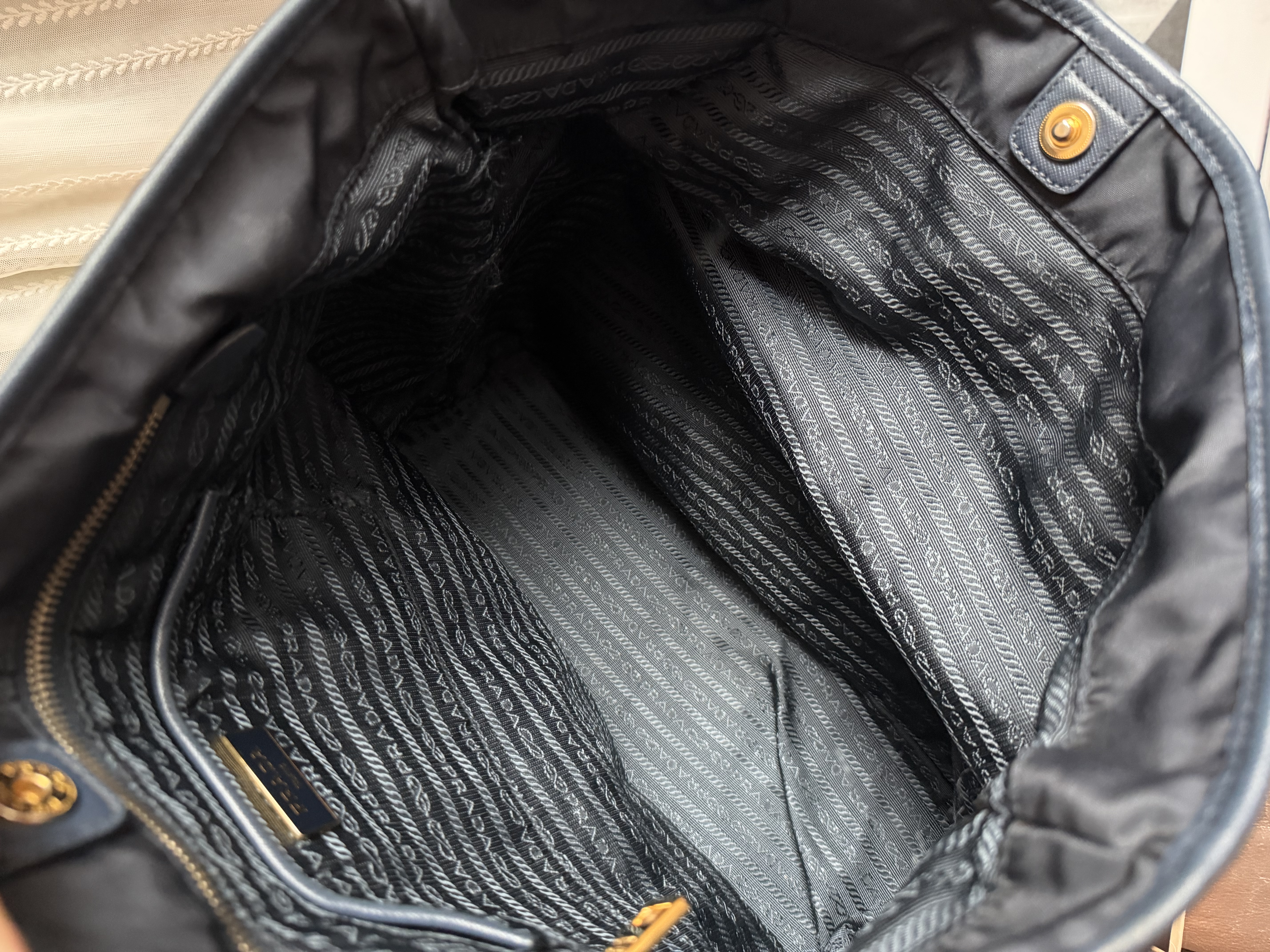 prada re nylon deep navy blue neverfull shoulder bag 